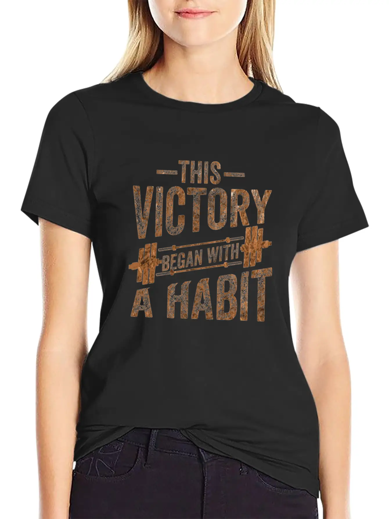 This Victory Began With A Habit Gym Apparel Bronze Unisex Casual T-Shirt ¨C Clean Design For Daily Comfort