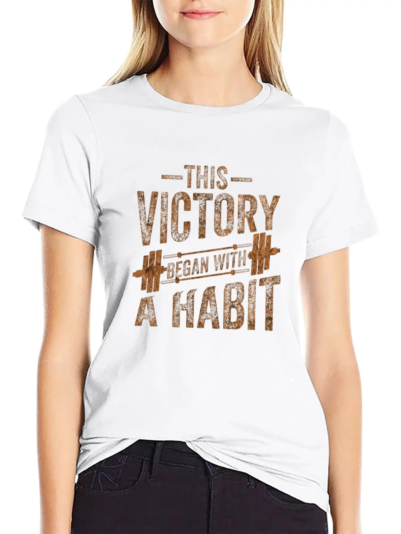 This Victory Began With A Habit Gym Apparel Bronze Unisex Casual T-Shirt ¨C Clean Design For Daily Comfort
