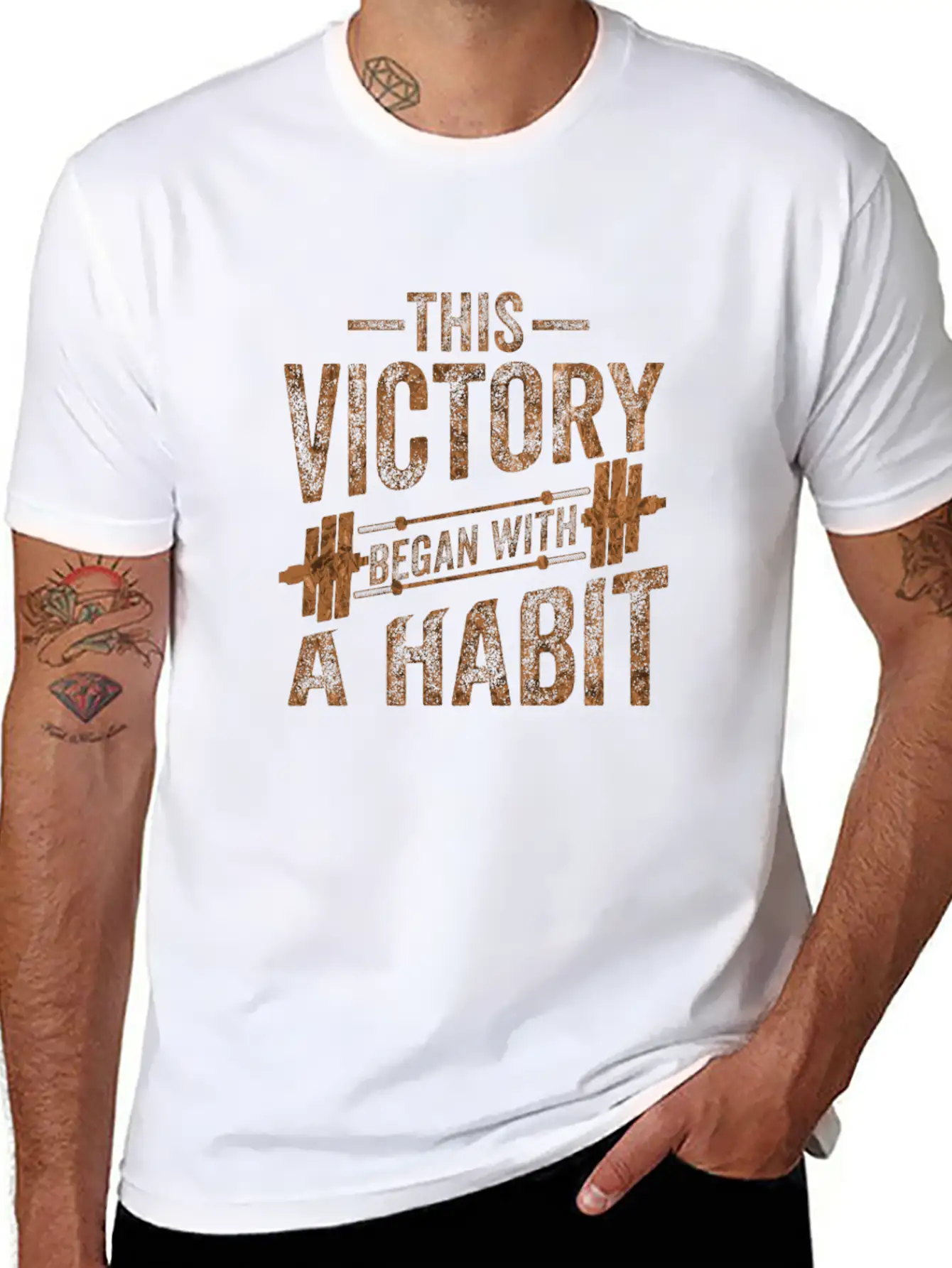 This Victory Began With A Habit Gym Apparel Bronze Unisex Casual T-Shirt ¨C Clean Design For Daily Comfort