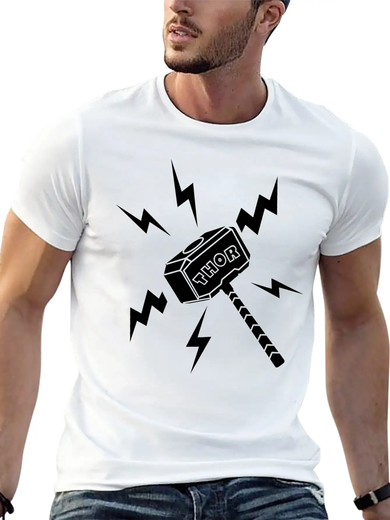 Thor Hammer With The Text 'THOR' Unisex Casual T-Shirt ¨C Clean Design For Daily Comfort