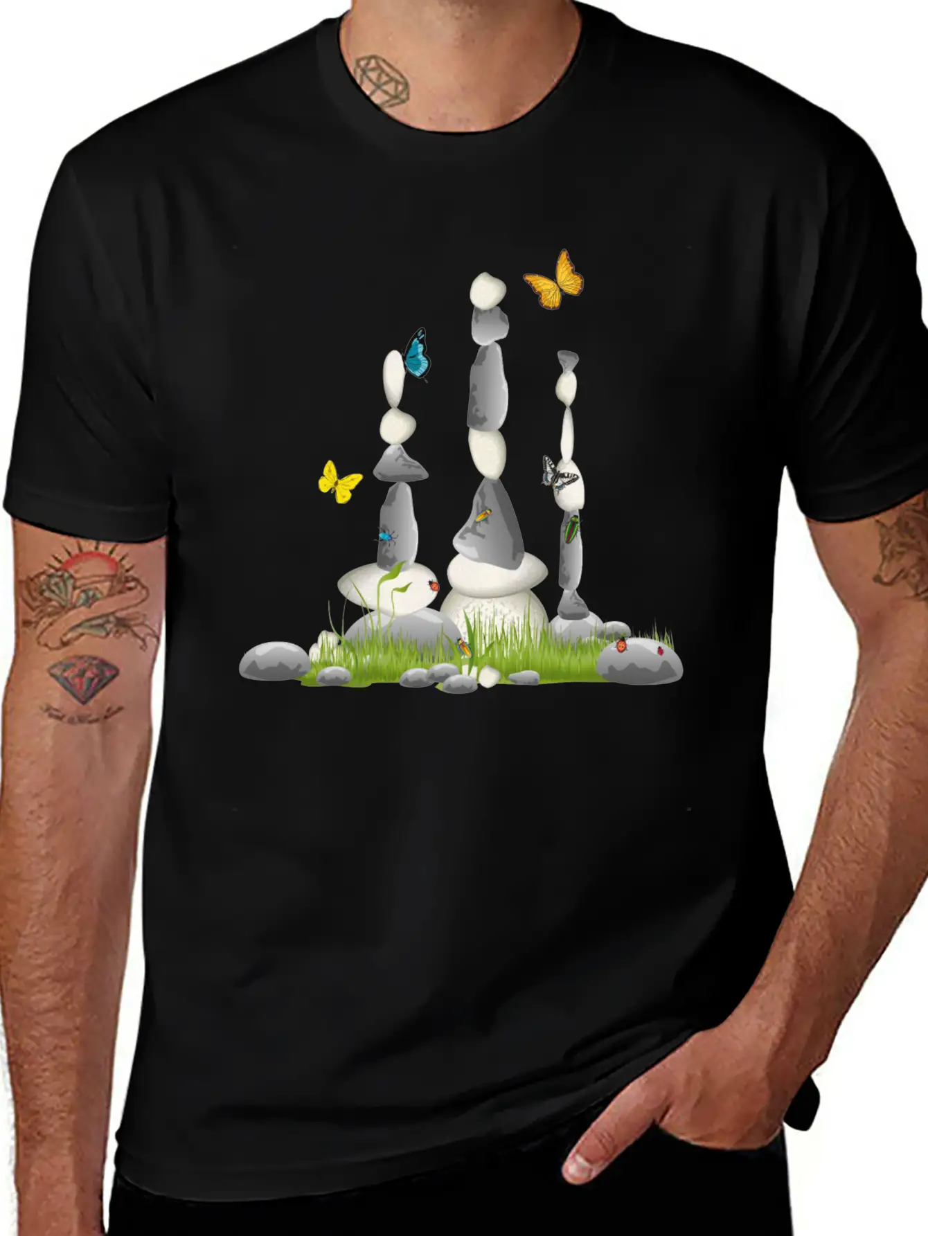 Three Stone Towers In A Meadow With Insects Soft Cotton Short Sleeve Tee ¨C Unisex Wardrobe Staple