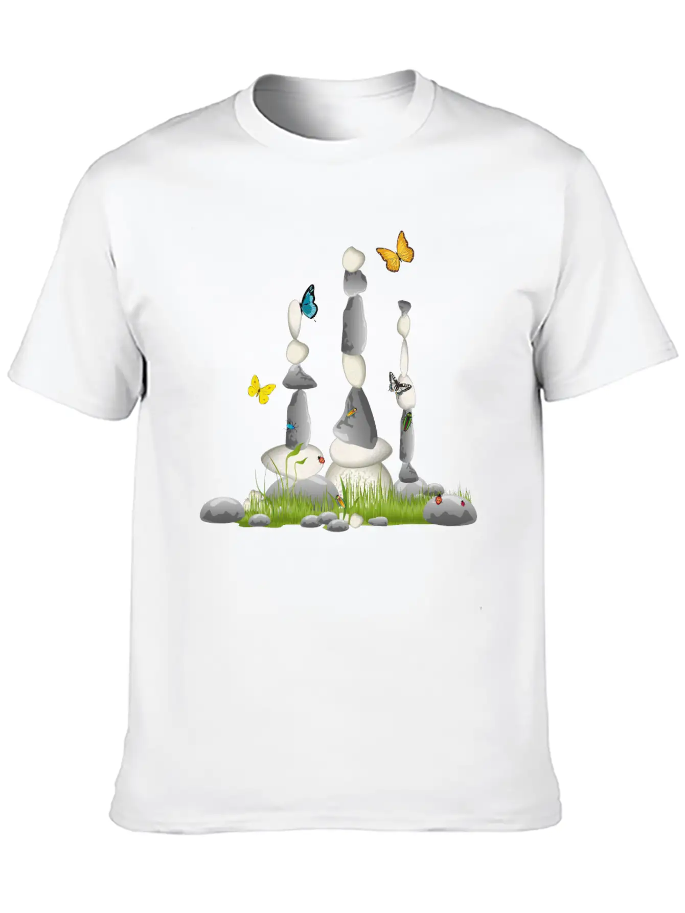 Three Stone Towers In A Meadow With Insects Soft Cotton Short Sleeve Tee ¨C Unisex Wardrobe Staple