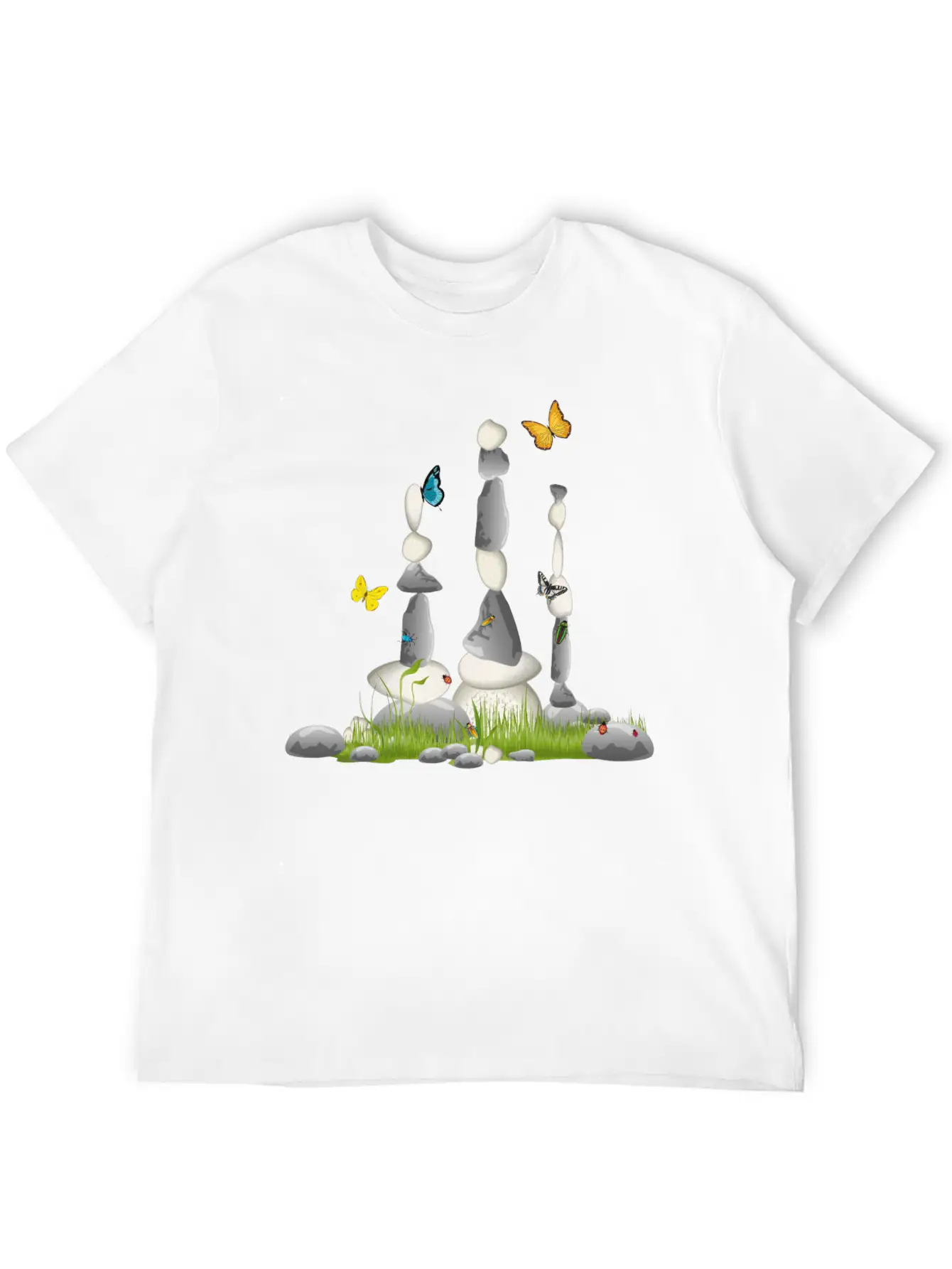 Three Stone Towers In A Meadow With Insects Soft Cotton Short Sleeve Tee ¨C Unisex Wardrobe Staple