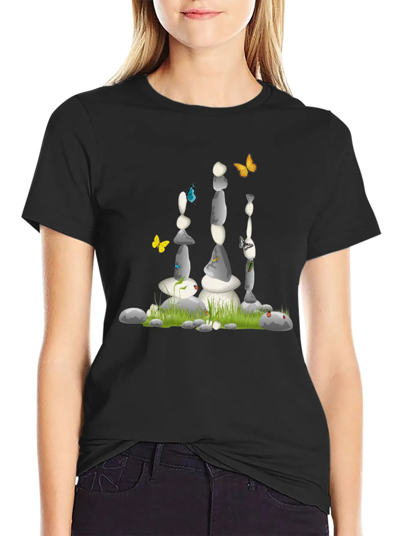 Three Stone Towers In A Meadow With Insects Soft Cotton Short Sleeve Tee ¨C Unisex Wardrobe Staple
