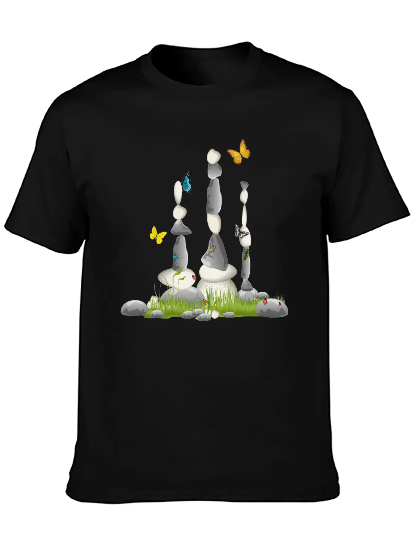Three Stone Towers In A Meadow With Insects Soft Cotton Short Sleeve Tee ¨C Unisex Wardrobe Staple