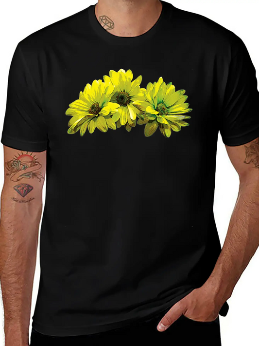 Three Yellow Daisies Essential Cotton Tee For Daily Outfits ¨C Unisex Style