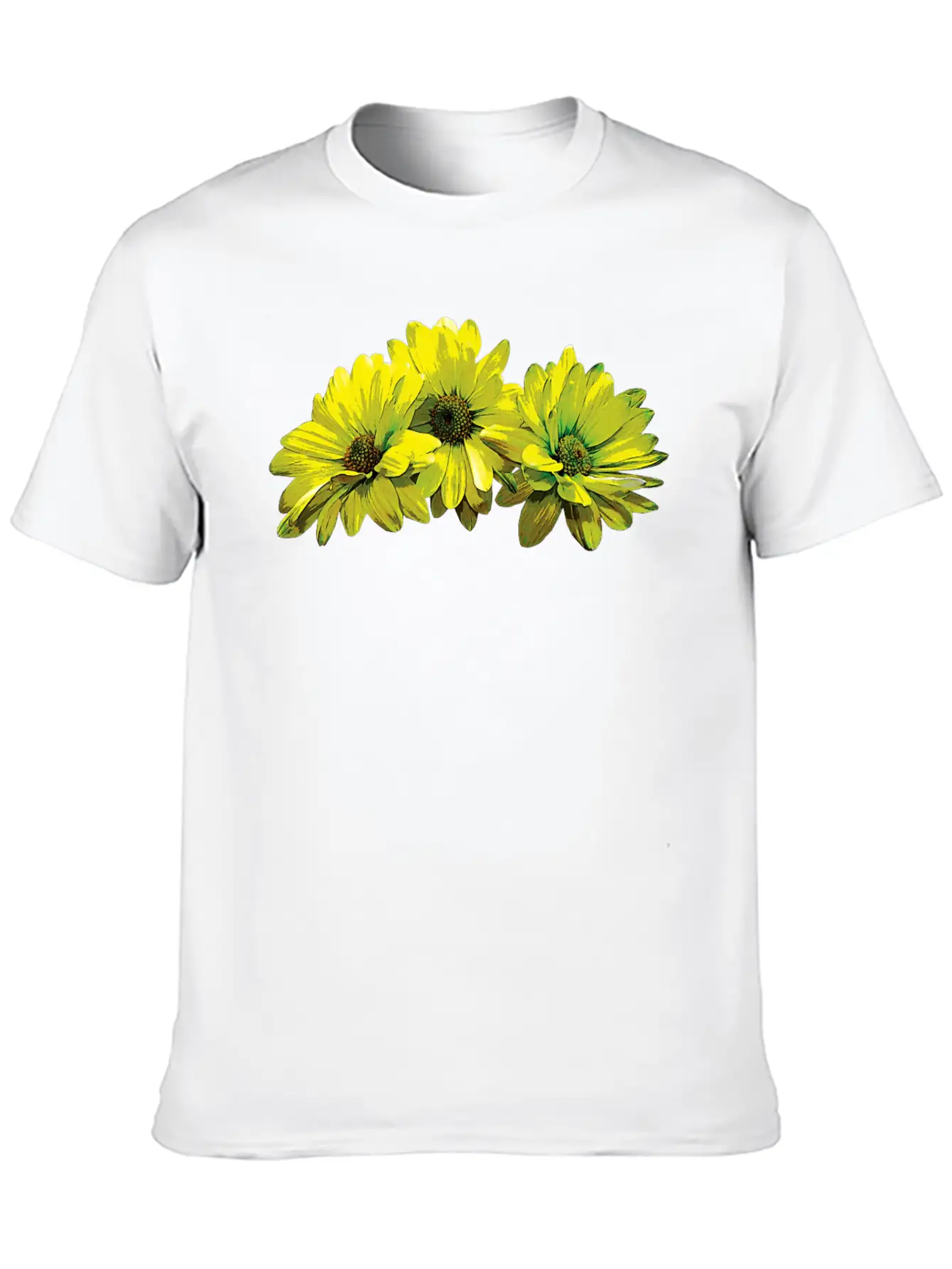 Three Yellow Daisies Essential Cotton Tee For Daily Outfits ¨C Unisex Style