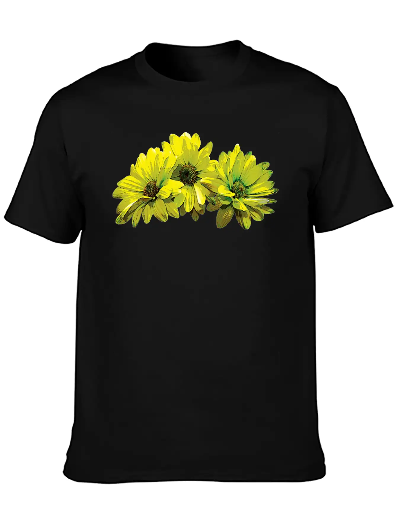 Three Yellow Daisies Essential Cotton Tee For Daily Outfits ¨C Unisex Style