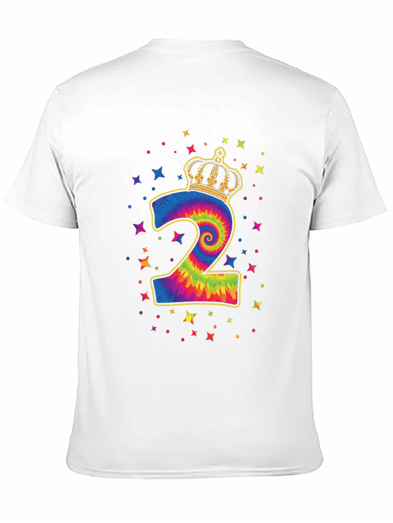 Tie-dye 2nd Birthday Party 2 Years Old Celebrant Basic Graphic T-Shirt ¨C Daily Comfort In Soft Cotton