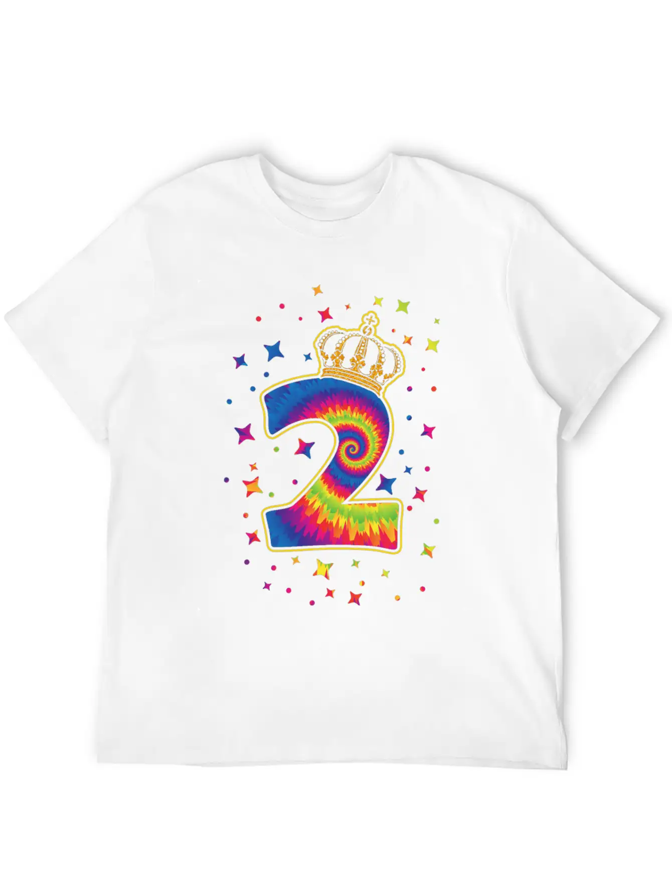 Tie-dye 2nd Birthday Party 2 Years Old Celebrant Basic Graphic T-Shirt ¨C Daily Comfort In Soft Cotton