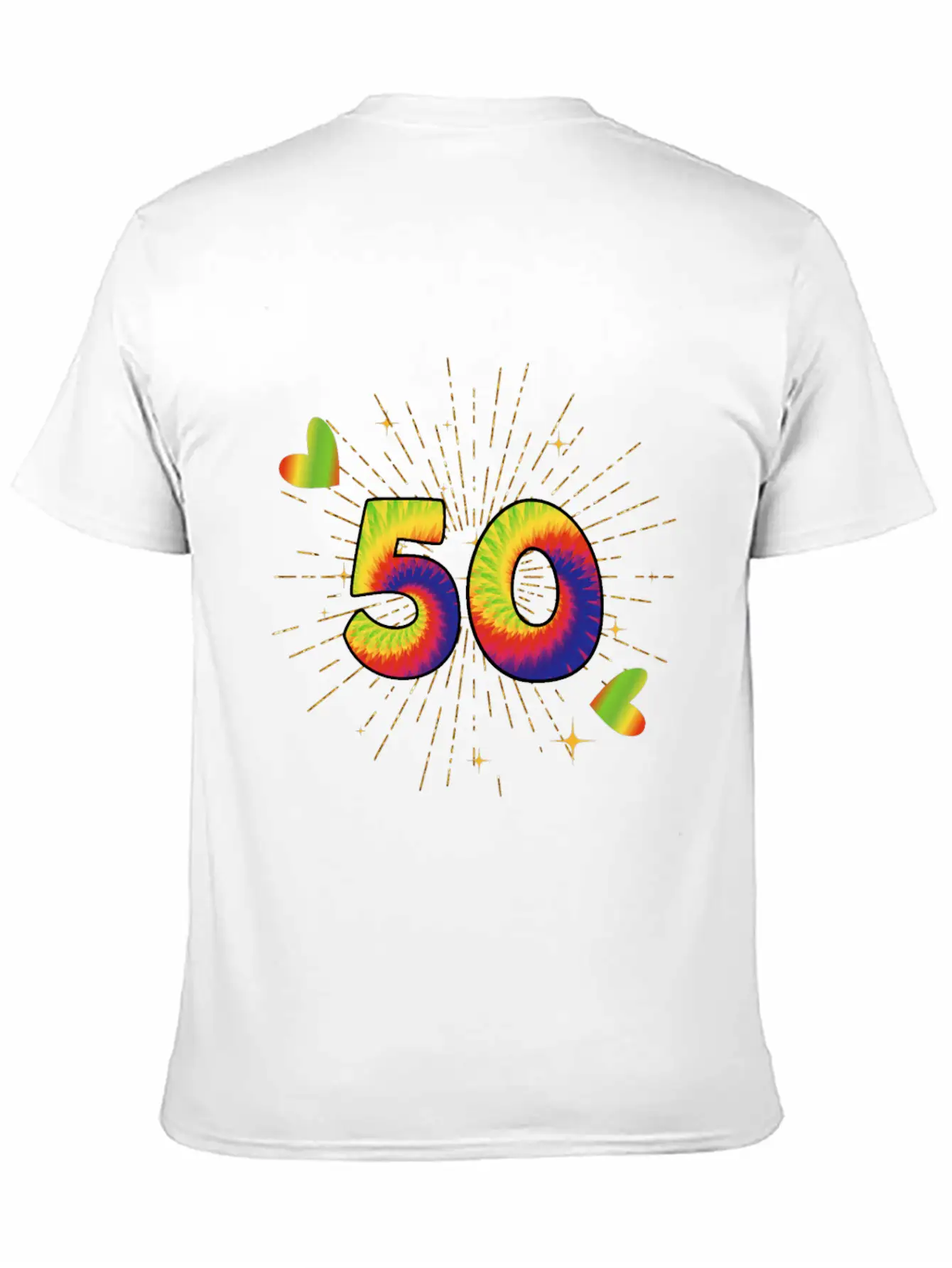 Tie-dye 50th Birthday Party 50 Years Old Celebrant Essential Cotton Tee For Daily Outfits ¨C Unisex Style