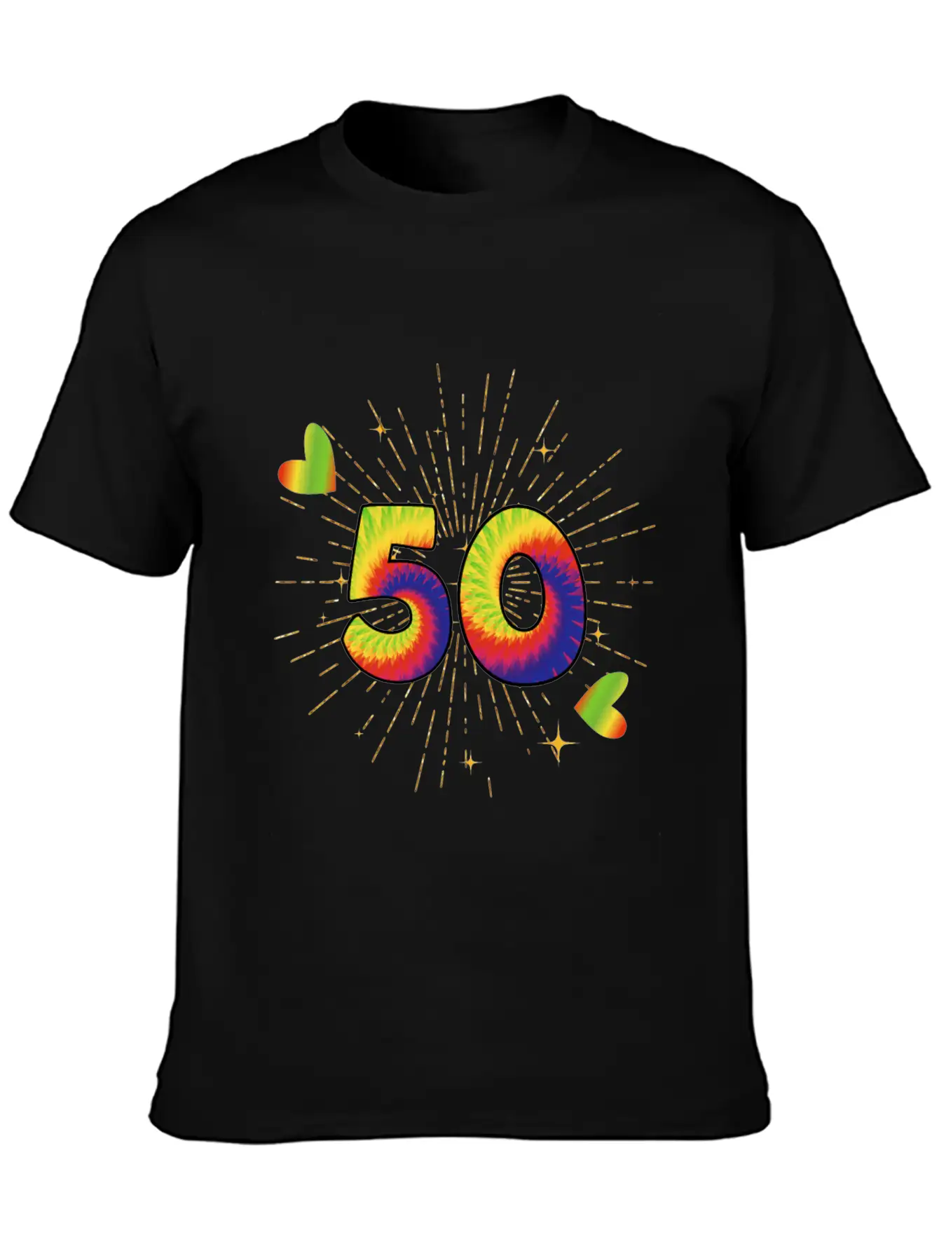Tie-dye 50th Birthday Party 50 Years Old Celebrant Essential Cotton Tee For Daily Outfits ¨C Unisex Style