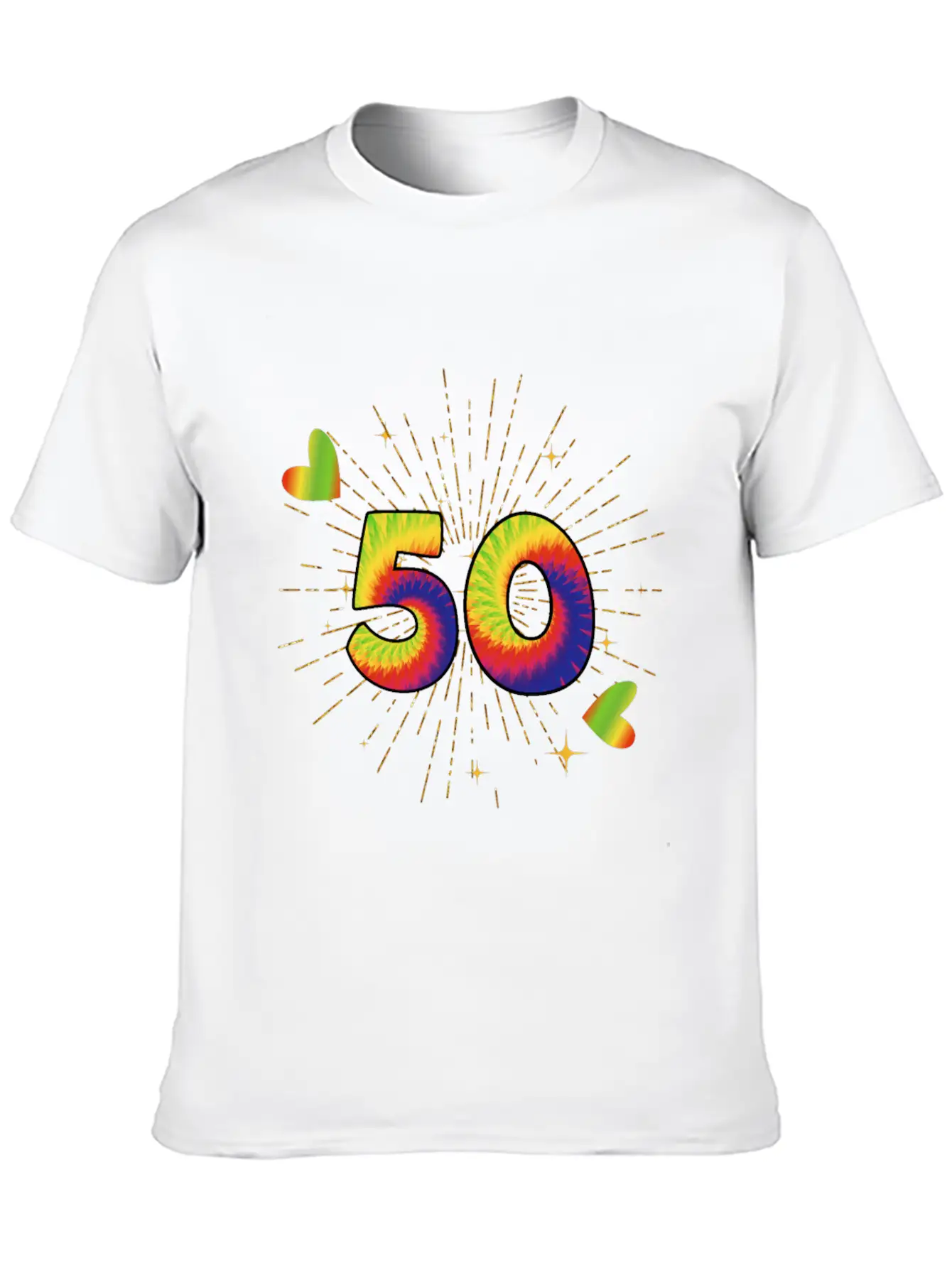 Tie-dye 50th Birthday Party 50 Years Old Celebrant Essential Cotton Tee For Daily Outfits ¨C Unisex Style