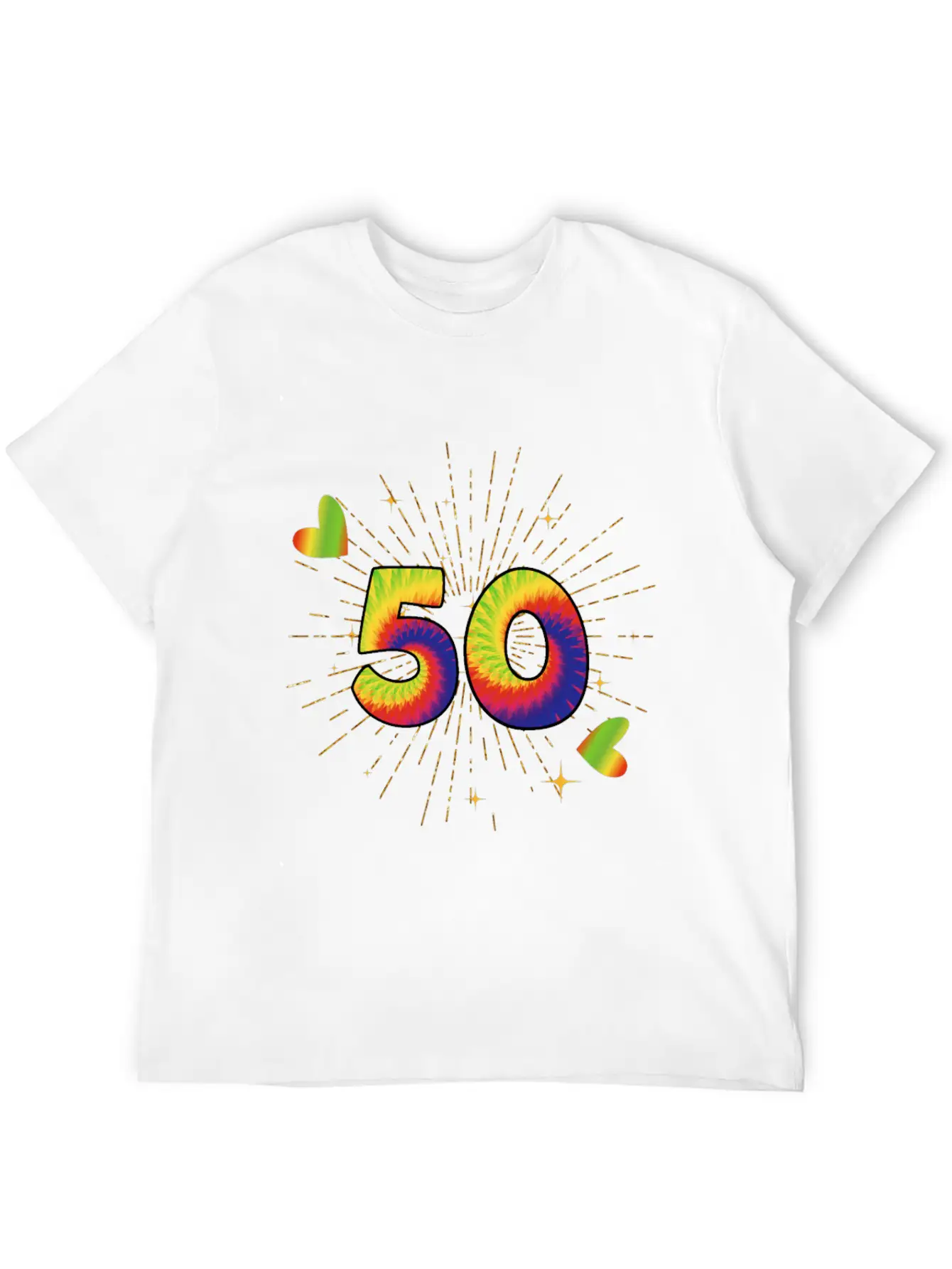Tie-dye 50th Birthday Party 50 Years Old Celebrant Essential Cotton Tee For Daily Outfits ¨C Unisex Style