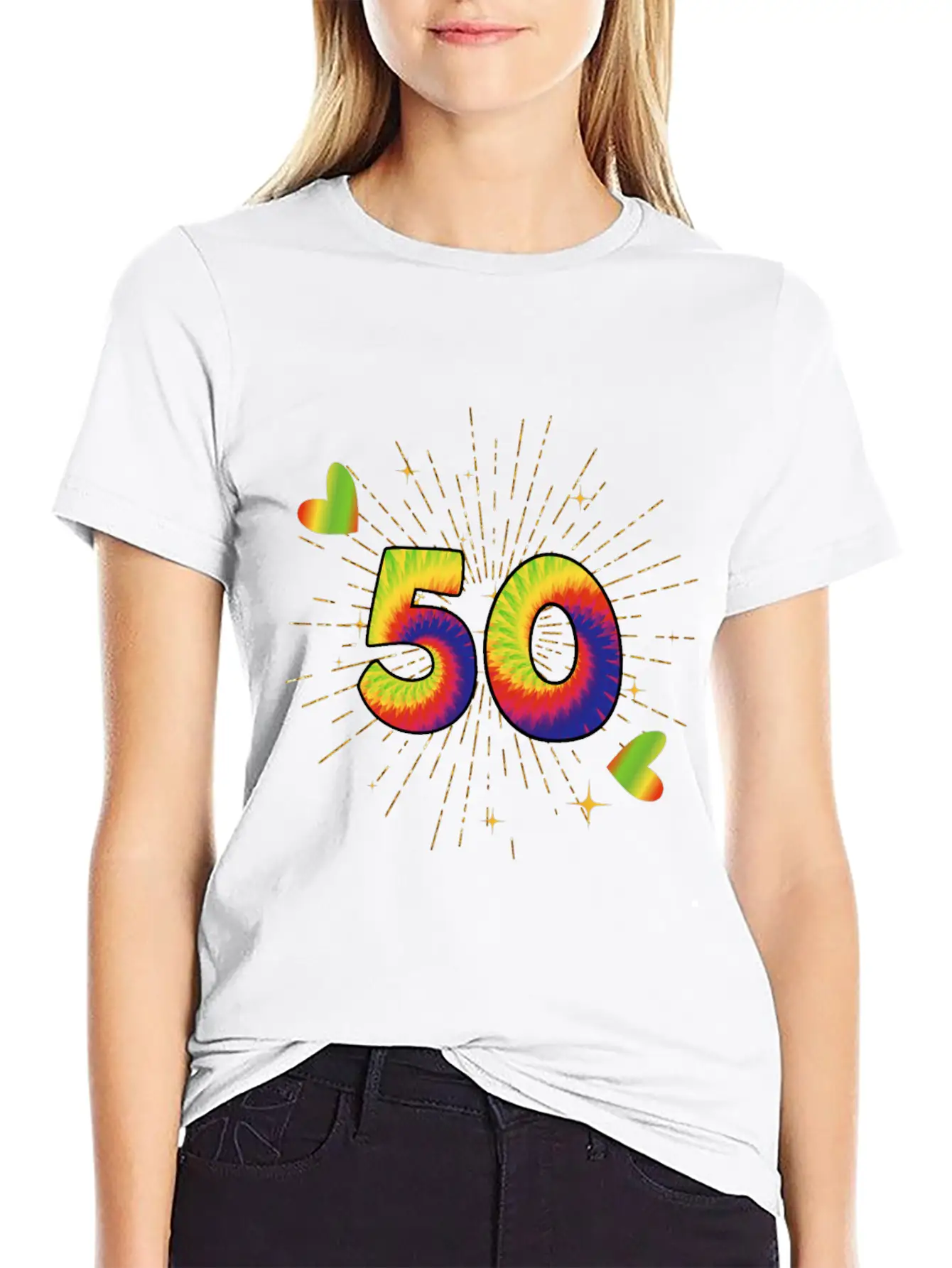 Tie-dye 50th Birthday Party 50 Years Old Celebrant Essential Cotton Tee For Daily Outfits ¨C Unisex Style
