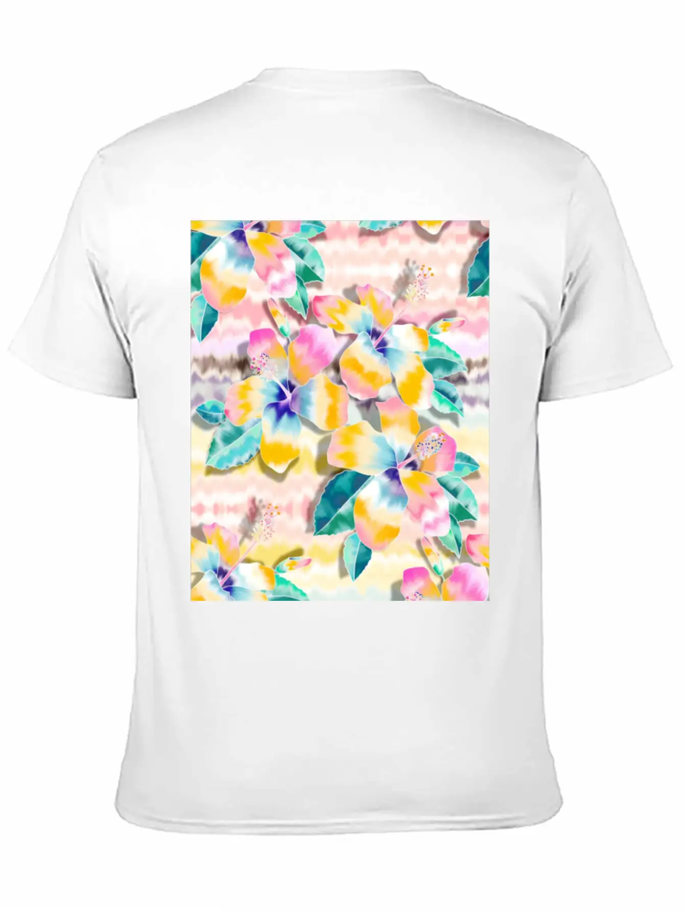 Tie Dye Hibiscus Collage In Pastels Soft Cotton Short Sleeve Tee ¨C Unisex Wardrobe Staple