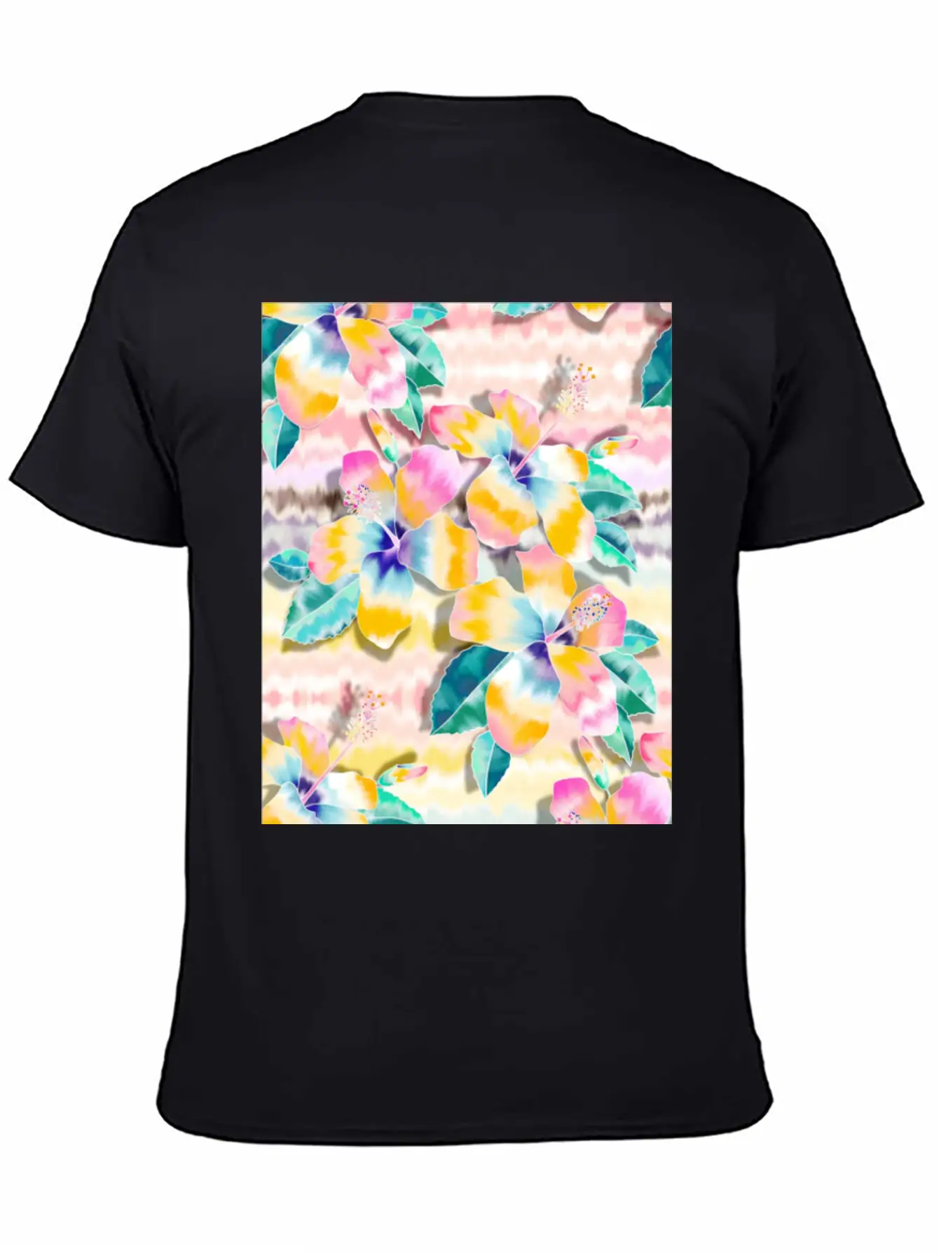 Tie Dye Hibiscus Collage In Pastels Soft Cotton Short Sleeve Tee ¨C Unisex Wardrobe Staple