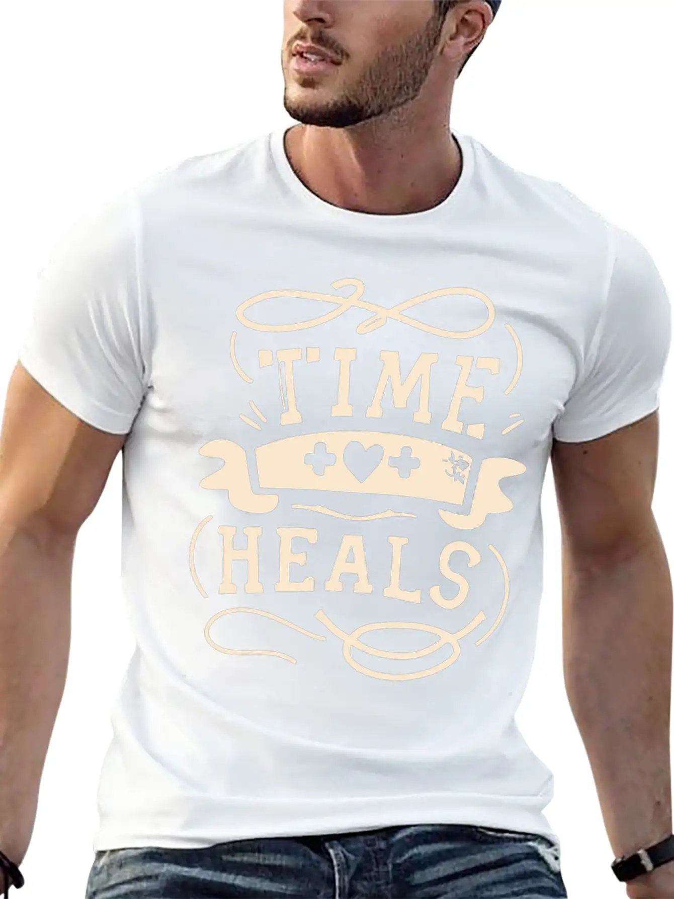 Time Heals Inspiration Quote Wisdom Gift Essential Cotton Tee For Daily Outfits ¨C Unisex Style