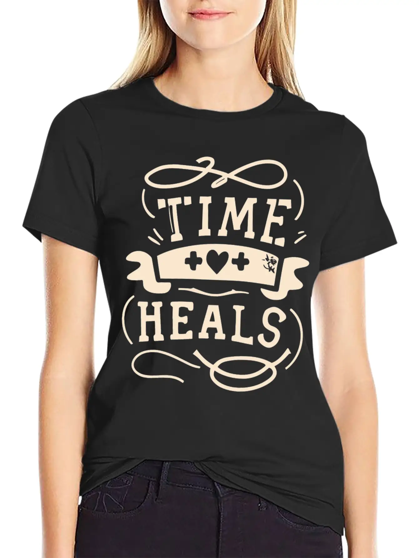 Time Heals Inspiration Quote Wisdom Gift Essential Cotton Tee For Daily Outfits ¨C Unisex Style