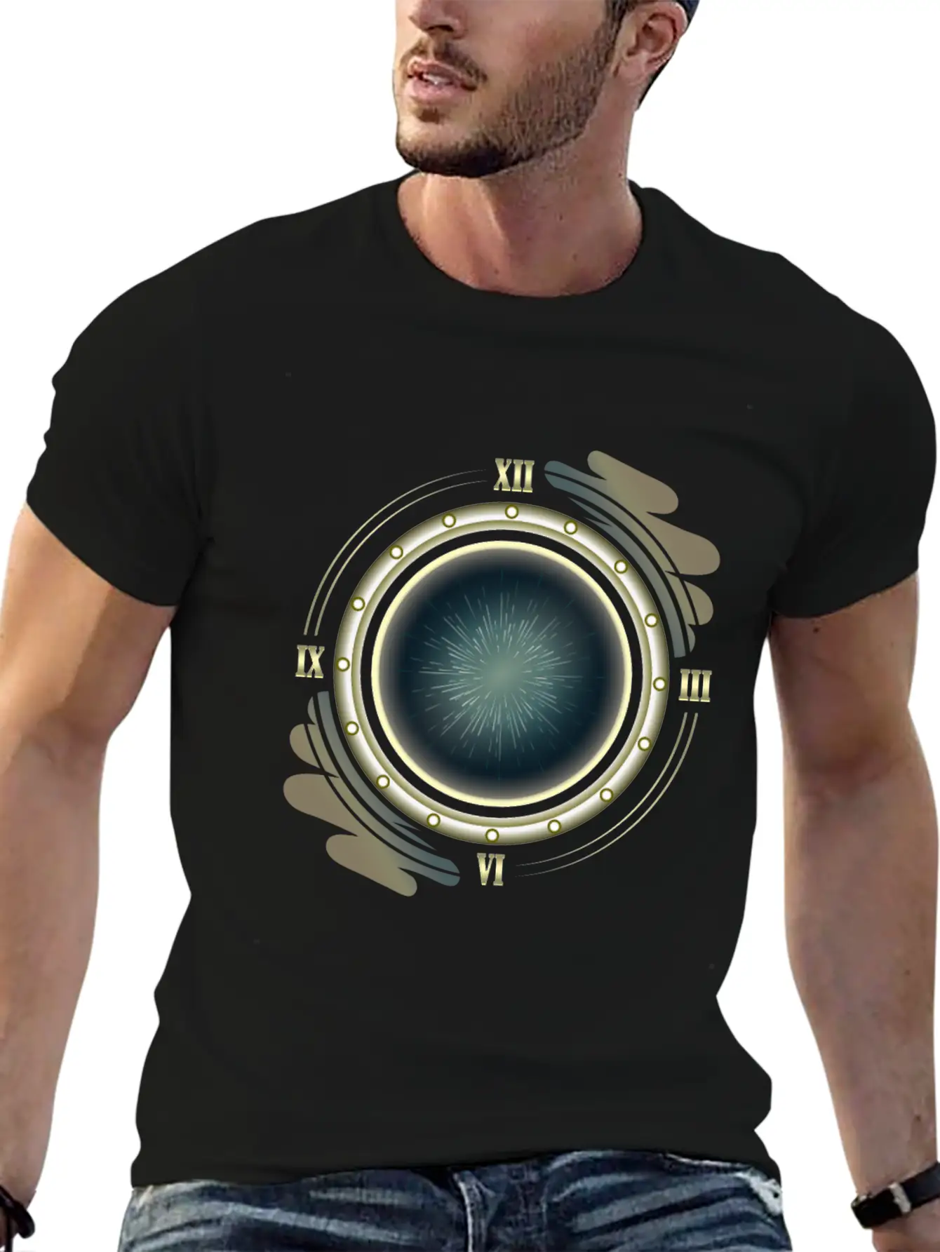 Time Travel Portal Basic Graphic T-Shirt ¨C Daily Comfort In Soft Cotton
