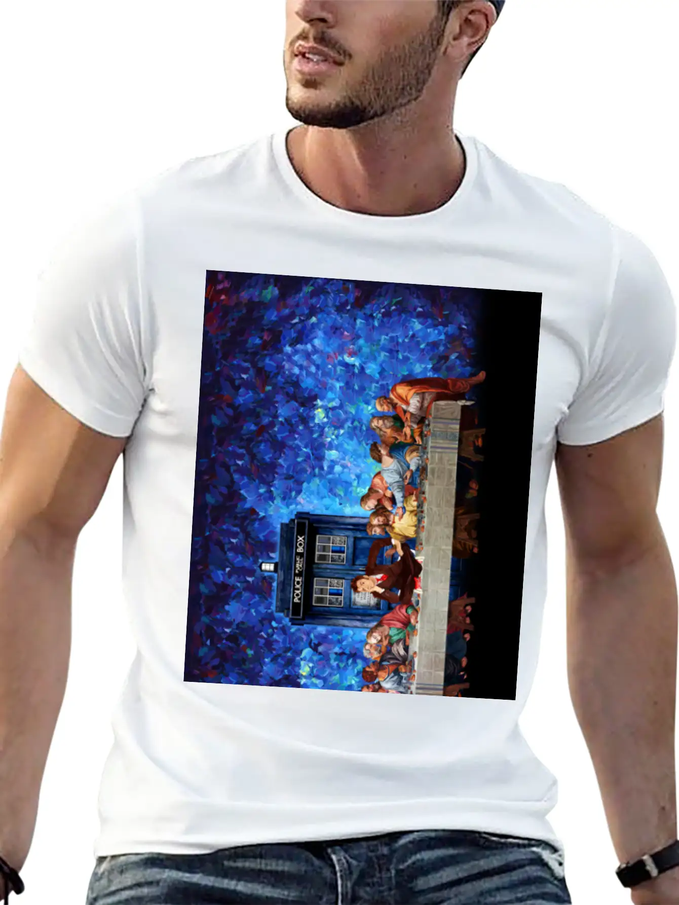 Time Traveller Lost In The Last Supper Phone Case Basic Graphic T-Shirt ¨C Daily Comfort In Soft Cotton