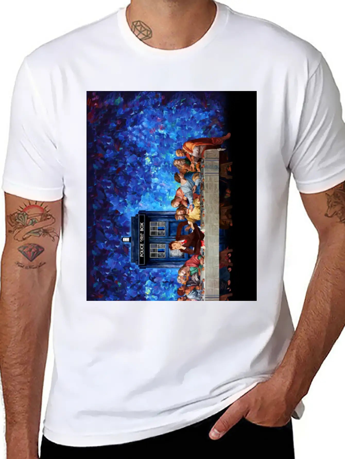 Time Traveller Lost In The Last Supper Phone Case Basic Graphic T-Shirt ¨C Daily Comfort In Soft Cotton