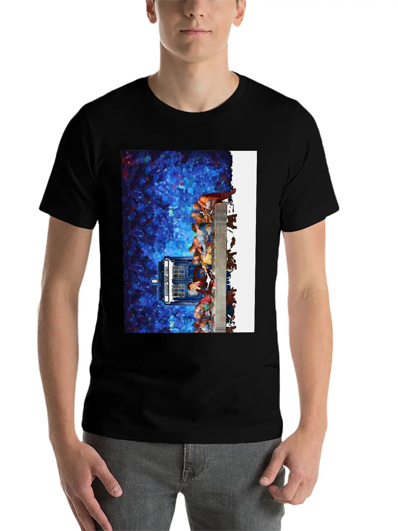 Time Traveller Lost In The Last Supper Phone Case Basic Graphic T-Shirt ¨C Daily Comfort In Soft Cotton