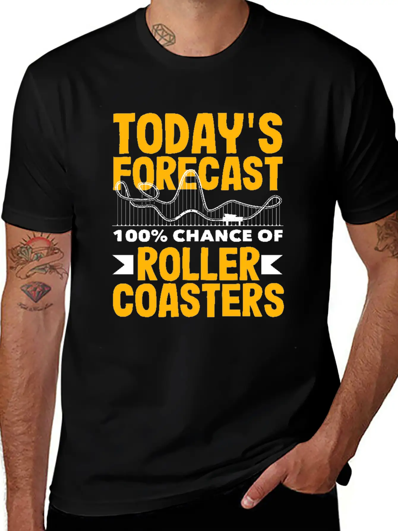Today's Forecast 100% Chance Of Roller Coasters Soft Cotton Short Sleeve Tee ¨C Unisex Wardrobe Staple
