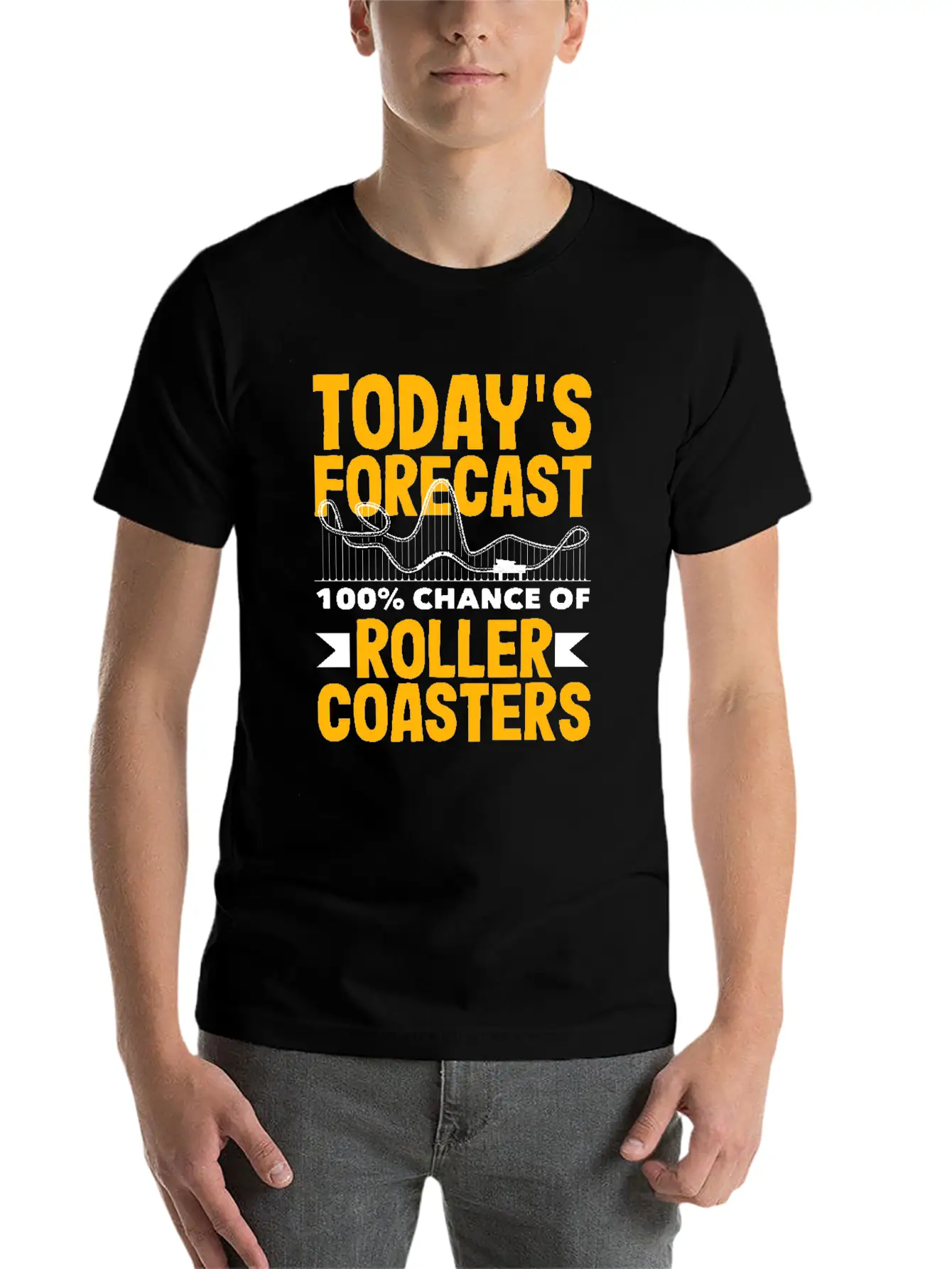 Today's Forecast 100% Chance Of Roller Coasters Soft Cotton Short Sleeve Tee ¨C Unisex Wardrobe Staple
