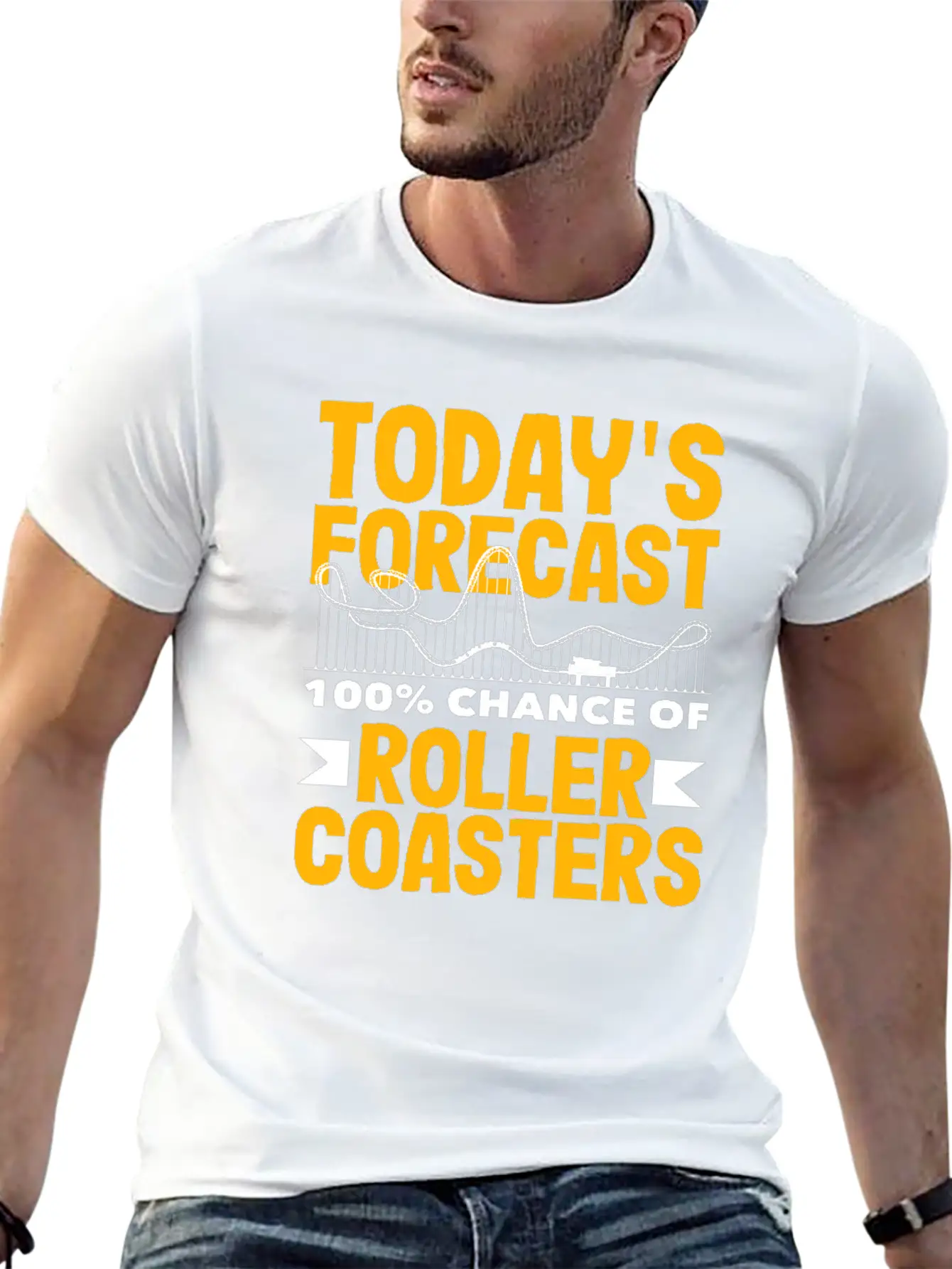 Today's Forecast 100% Chance Of Roller Coasters Soft Cotton Short Sleeve Tee ¨C Unisex Wardrobe Staple