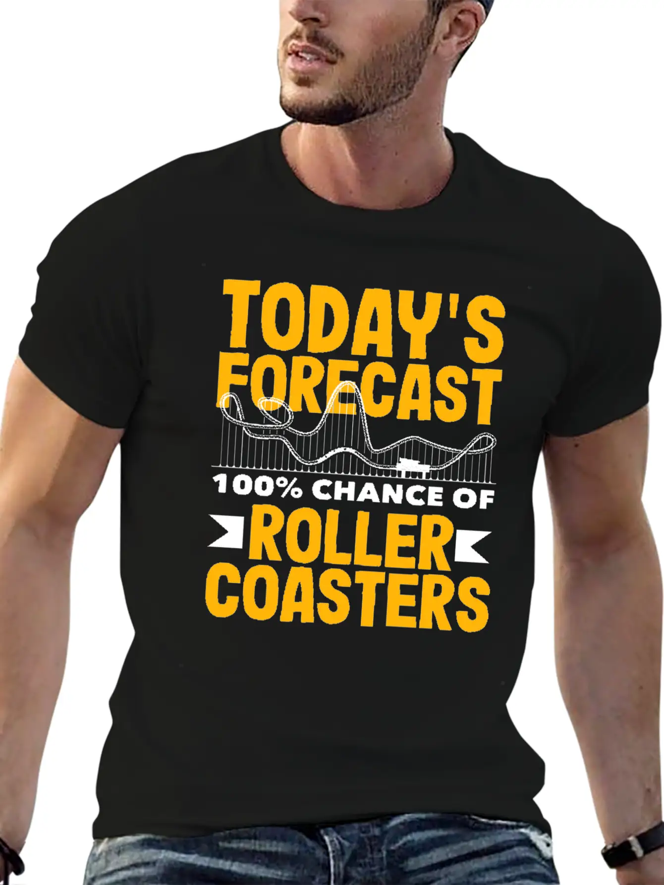 Today's Forecast 100% Chance Of Roller Coasters Soft Cotton Short Sleeve Tee ¨C Unisex Wardrobe Staple