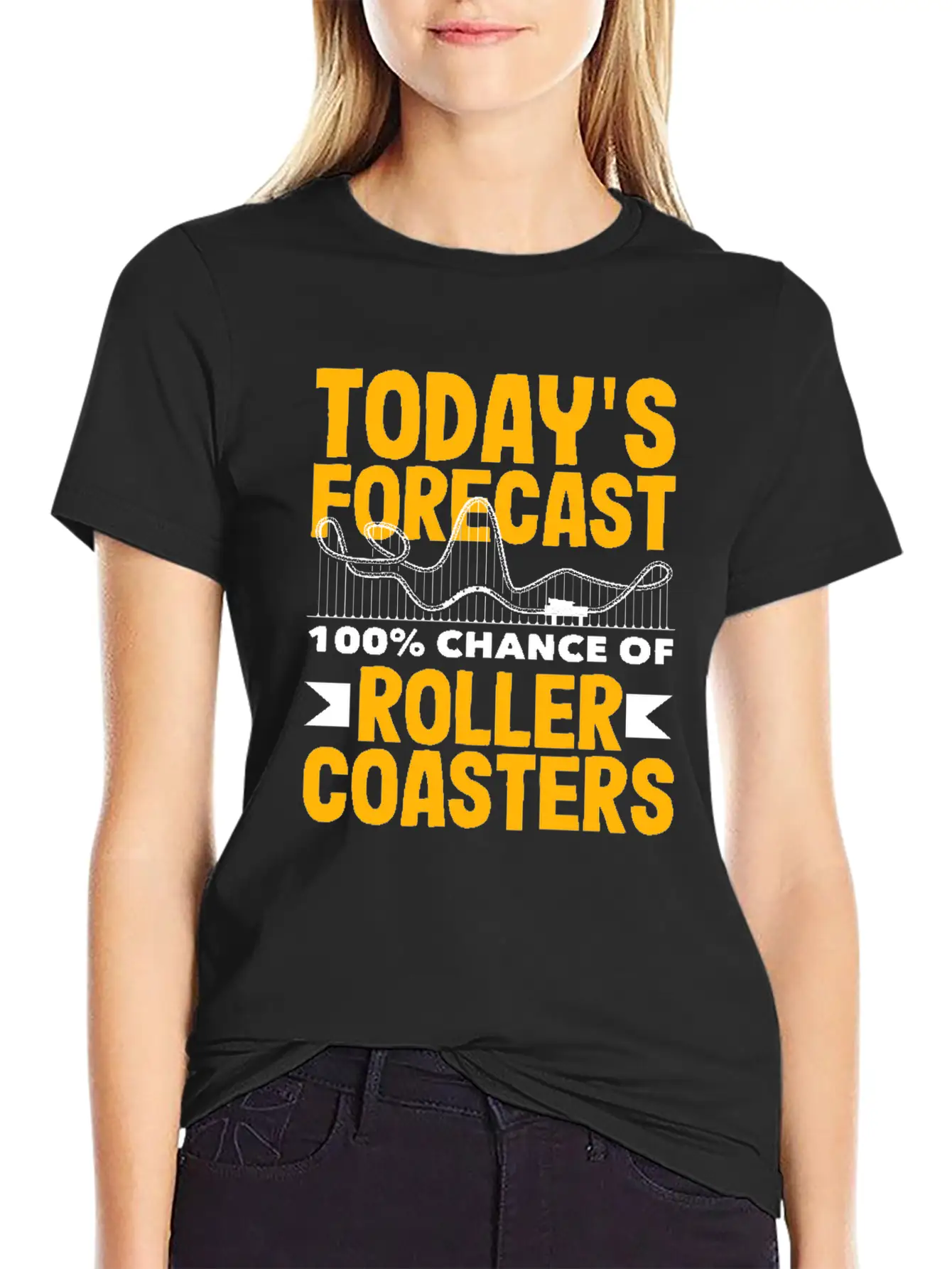 Today's Forecast 100% Chance Of Roller Coasters Soft Cotton Short Sleeve Tee ¨C Unisex Wardrobe Staple