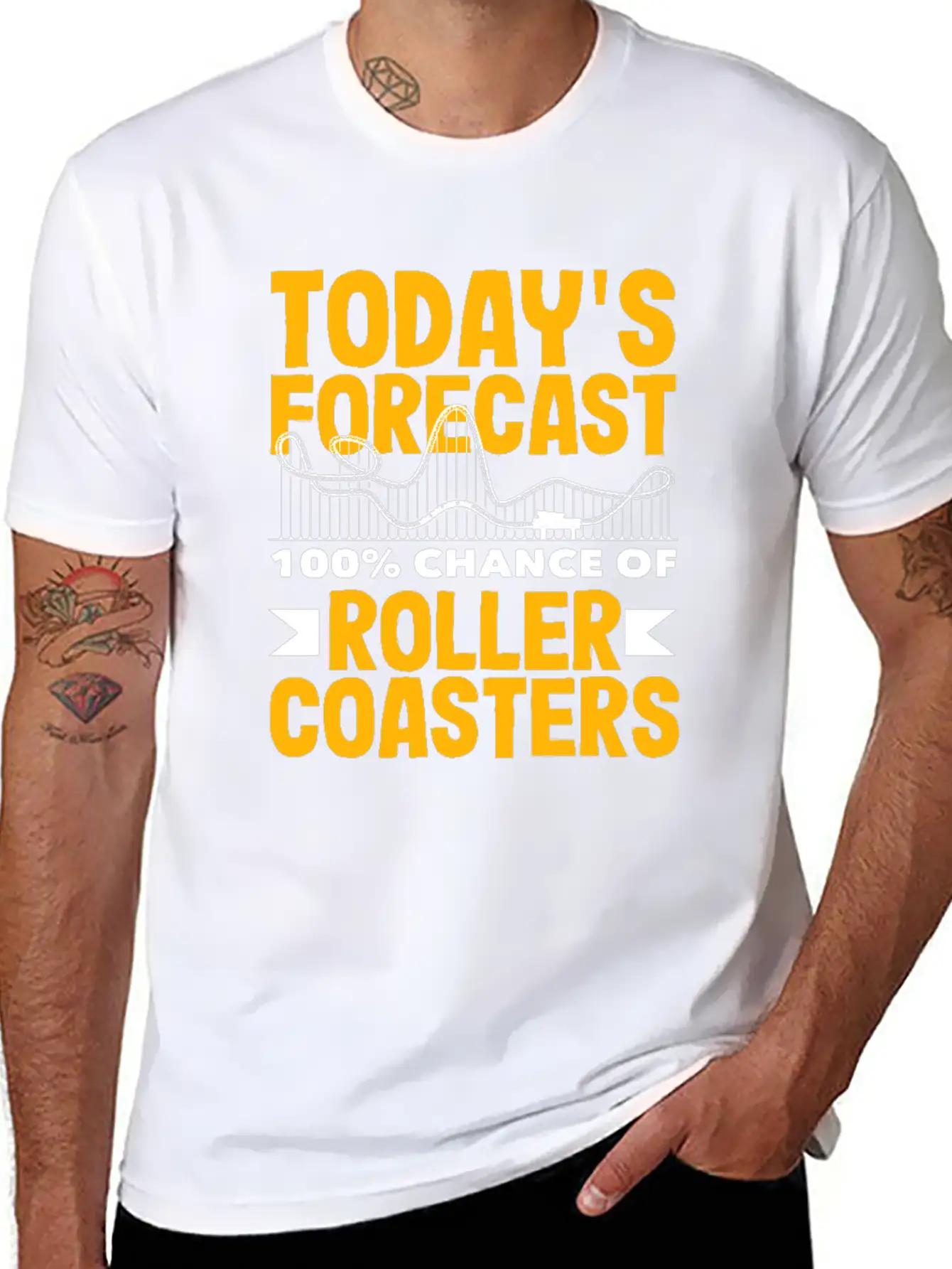 Today's Forecast 100% Chance Of Roller Coasters Soft Cotton Short Sleeve Tee ¨C Unisex Wardrobe Staple