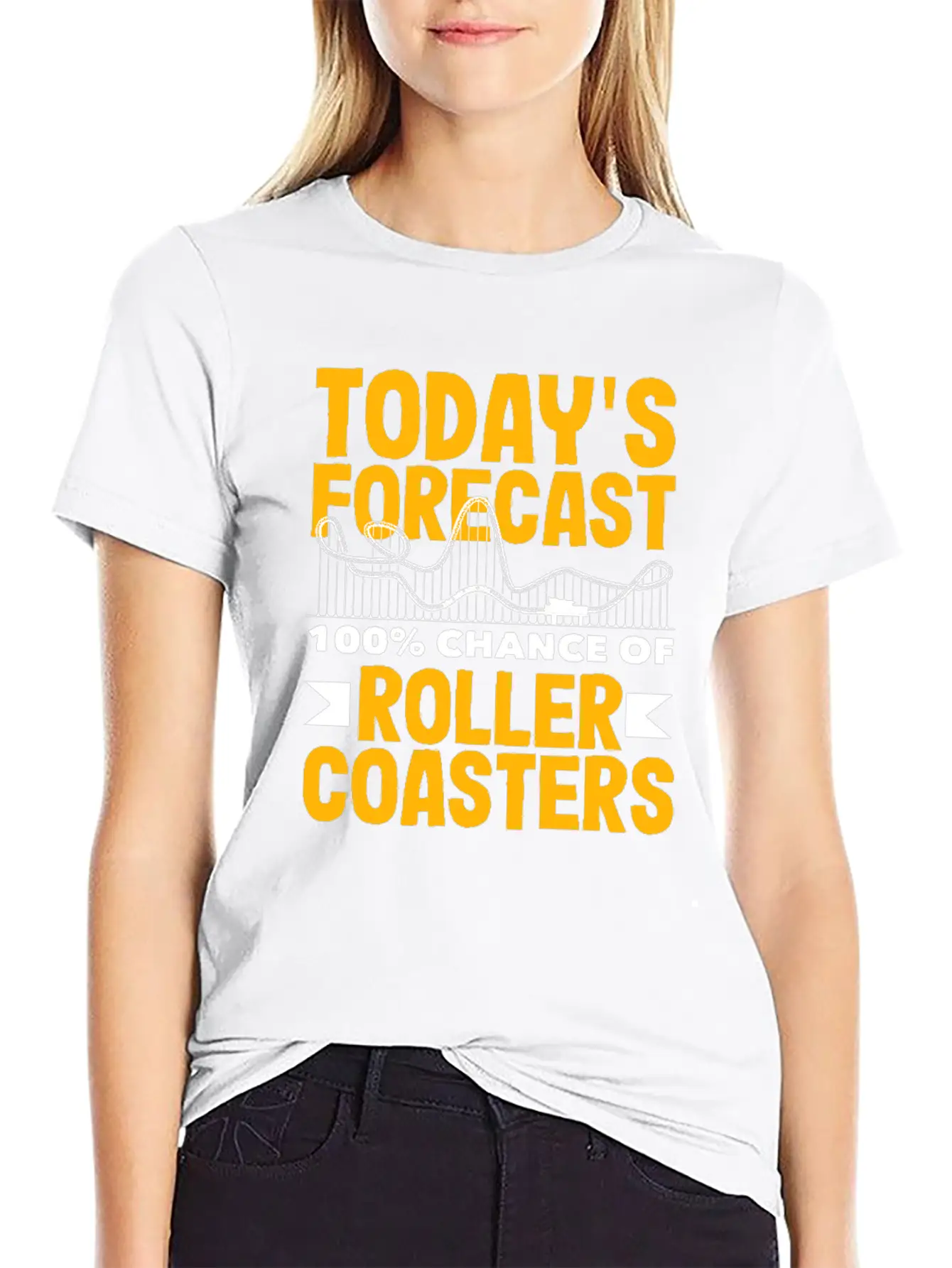 Today's Forecast 100% Chance Of Roller Coasters Soft Cotton Short Sleeve Tee ¨C Unisex Wardrobe Staple