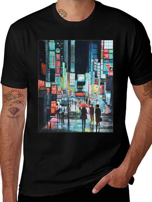 Tokyo Street Watercolor Basic Graphic T-Shirt ¨C Daily Comfort In Soft Cotton