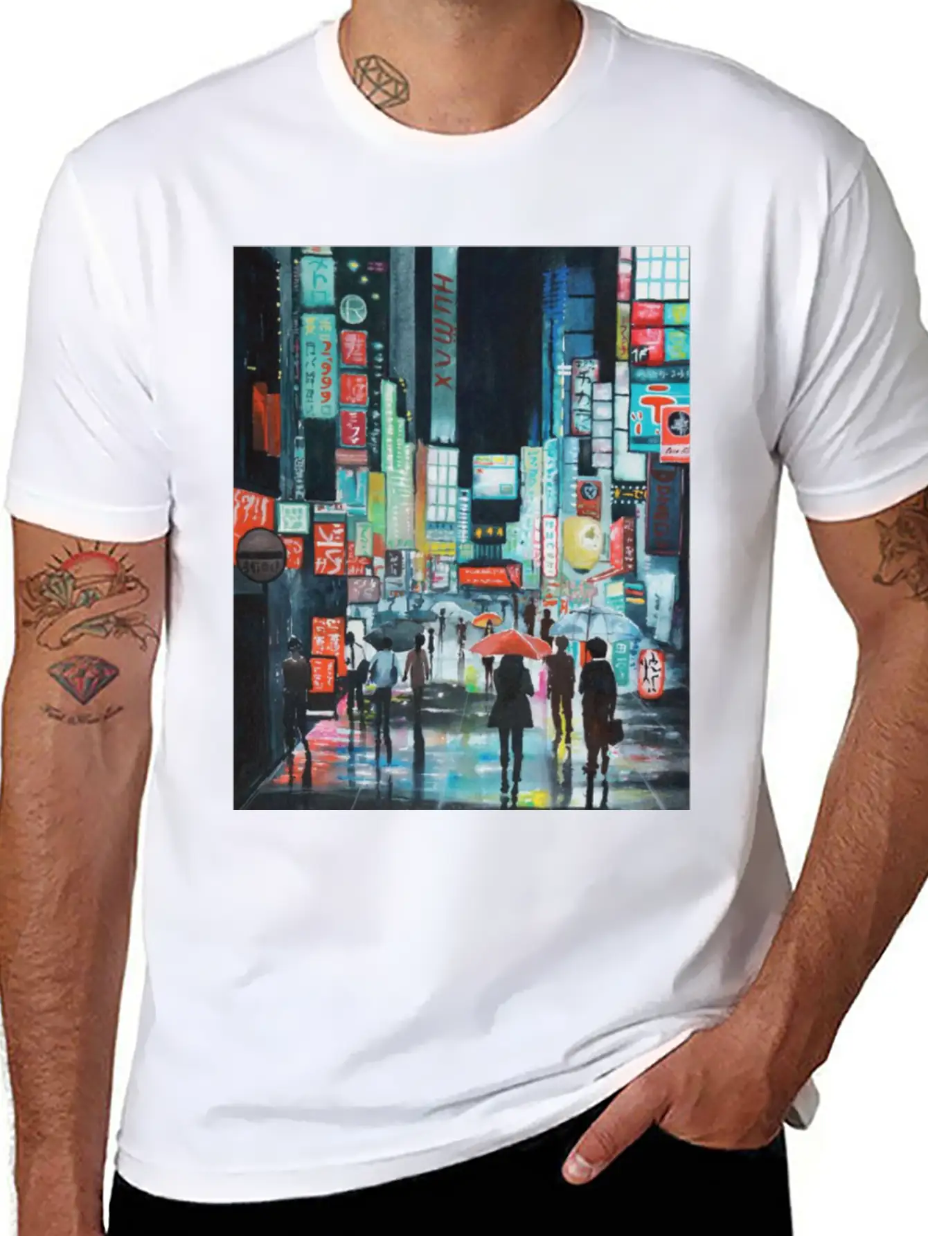 Tokyo Street Watercolor Basic Graphic T-Shirt ¨C Daily Comfort In Soft Cotton