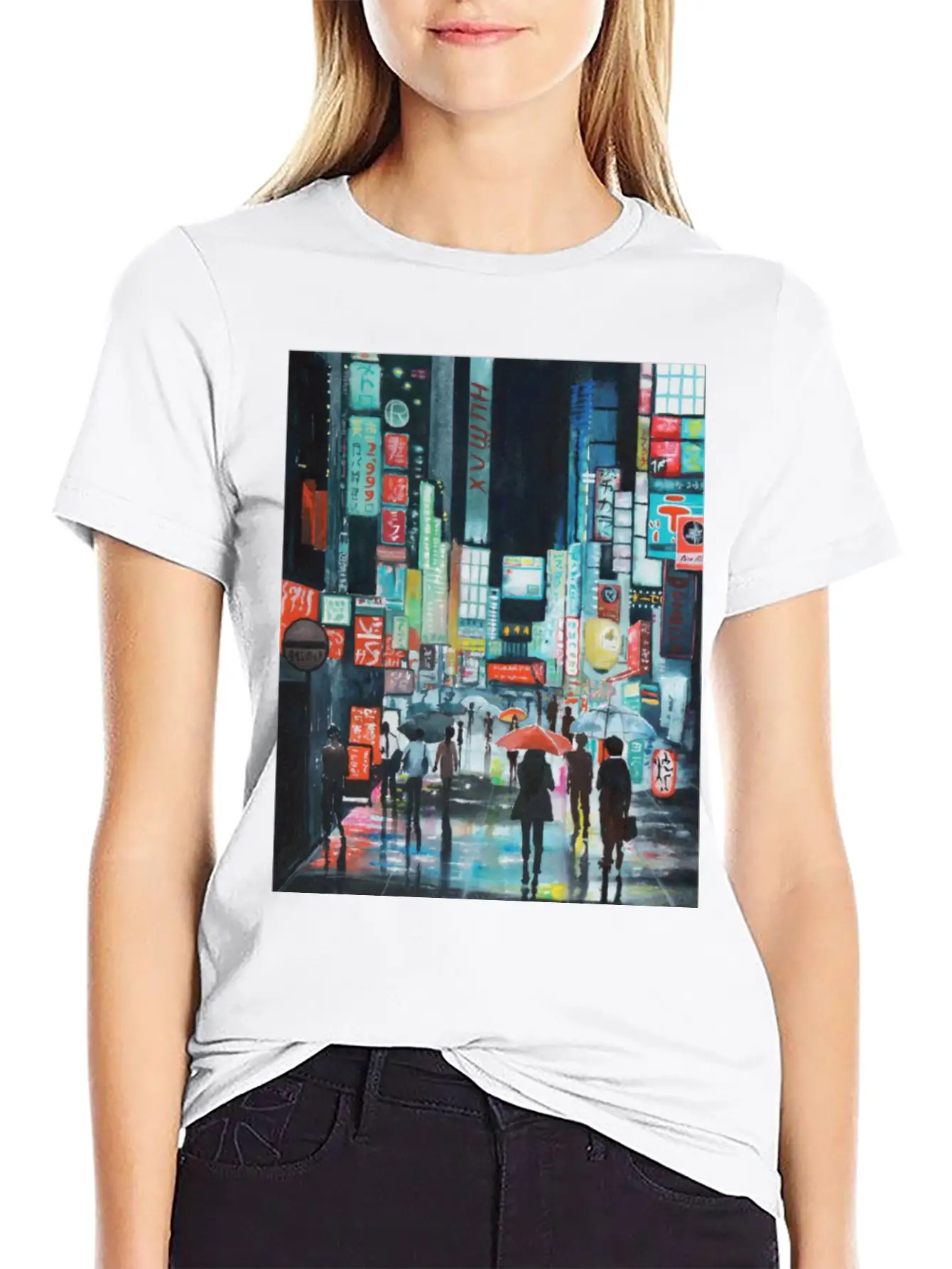 Tokyo Street Watercolor Basic Graphic T-Shirt ¨C Daily Comfort In Soft Cotton