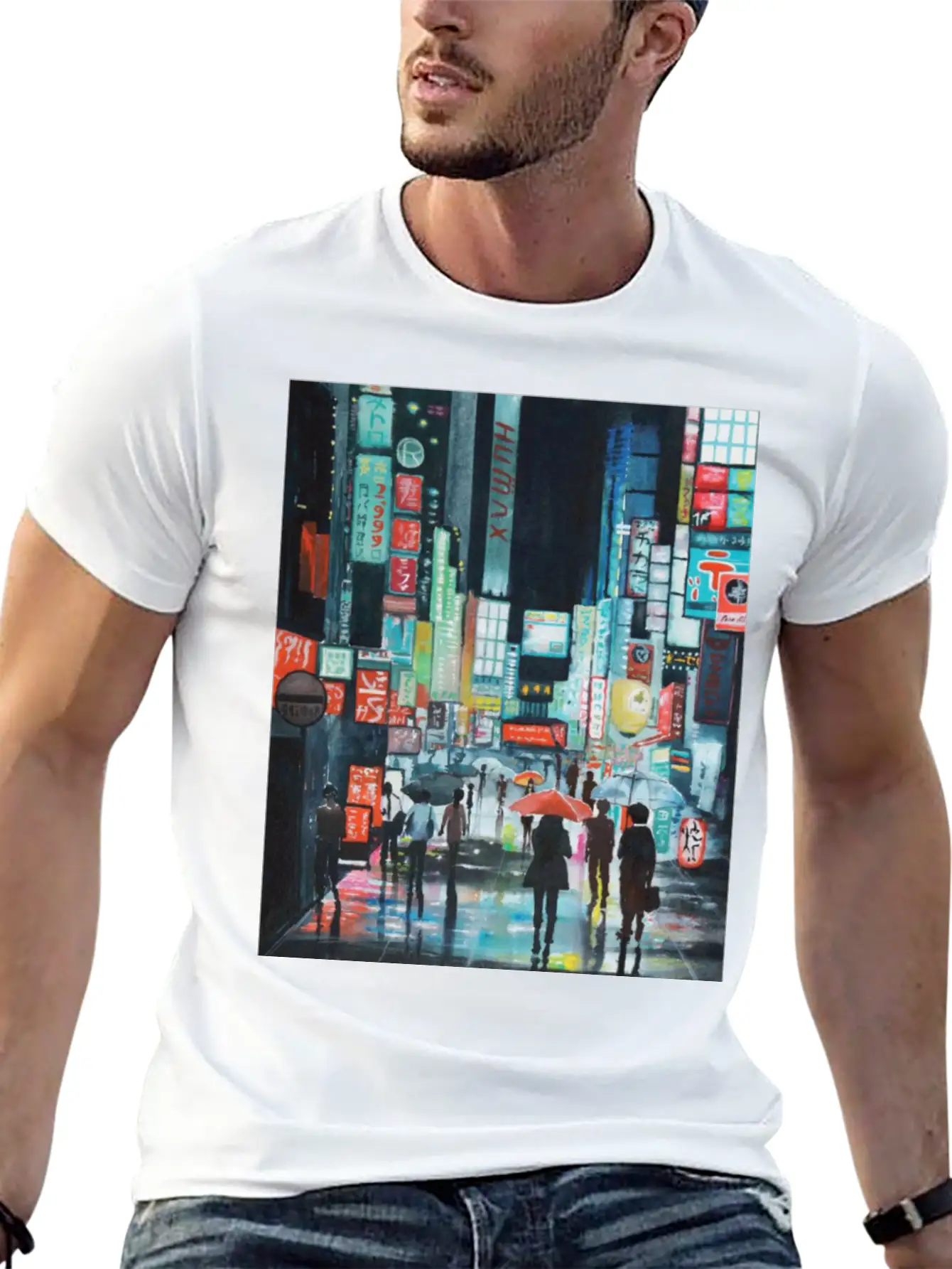 Tokyo Street Watercolor Basic Graphic T-Shirt ¨C Daily Comfort In Soft Cotton