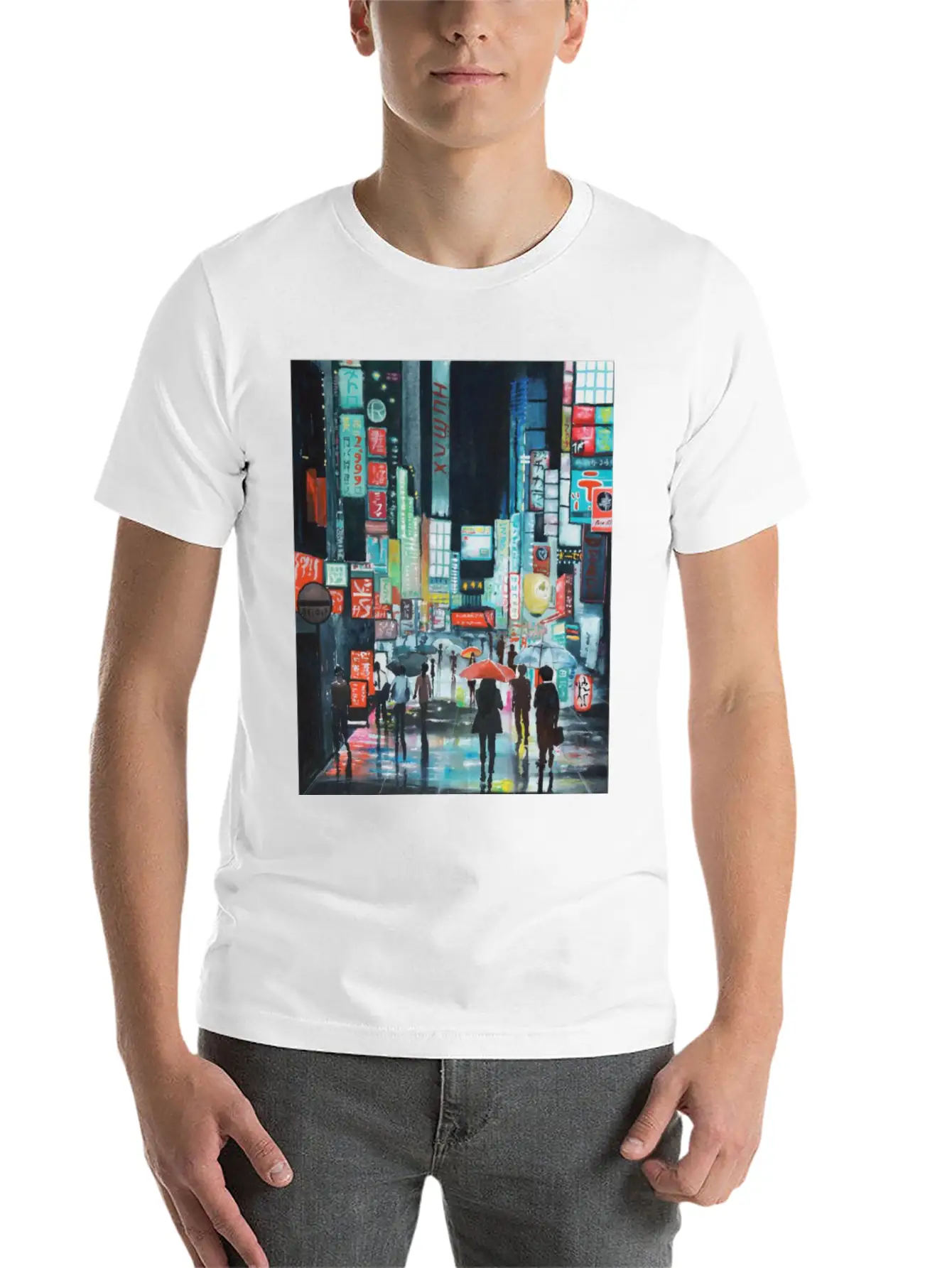 Tokyo Street Watercolor Basic Graphic T-Shirt ¨C Daily Comfort In Soft Cotton