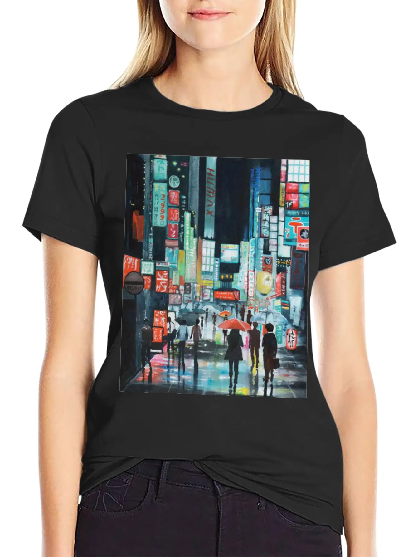 Tokyo Street Watercolor Basic Graphic T-Shirt ¨C Daily Comfort In Soft Cotton