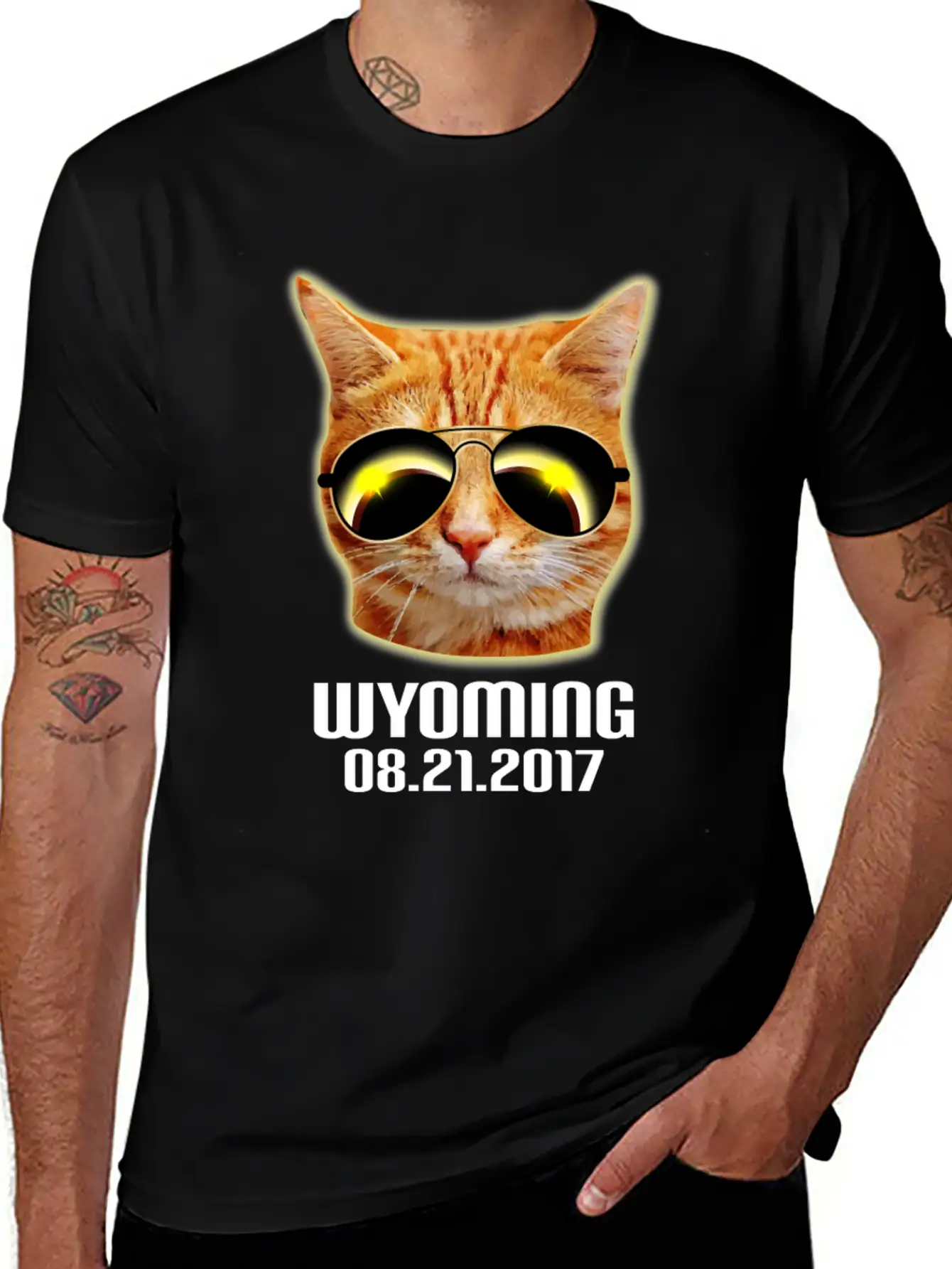Total Solar Cat Eclipse Wyoming 21.08.2017 Basic Graphic T-Shirt ¨C Daily Comfort In Soft Cotton