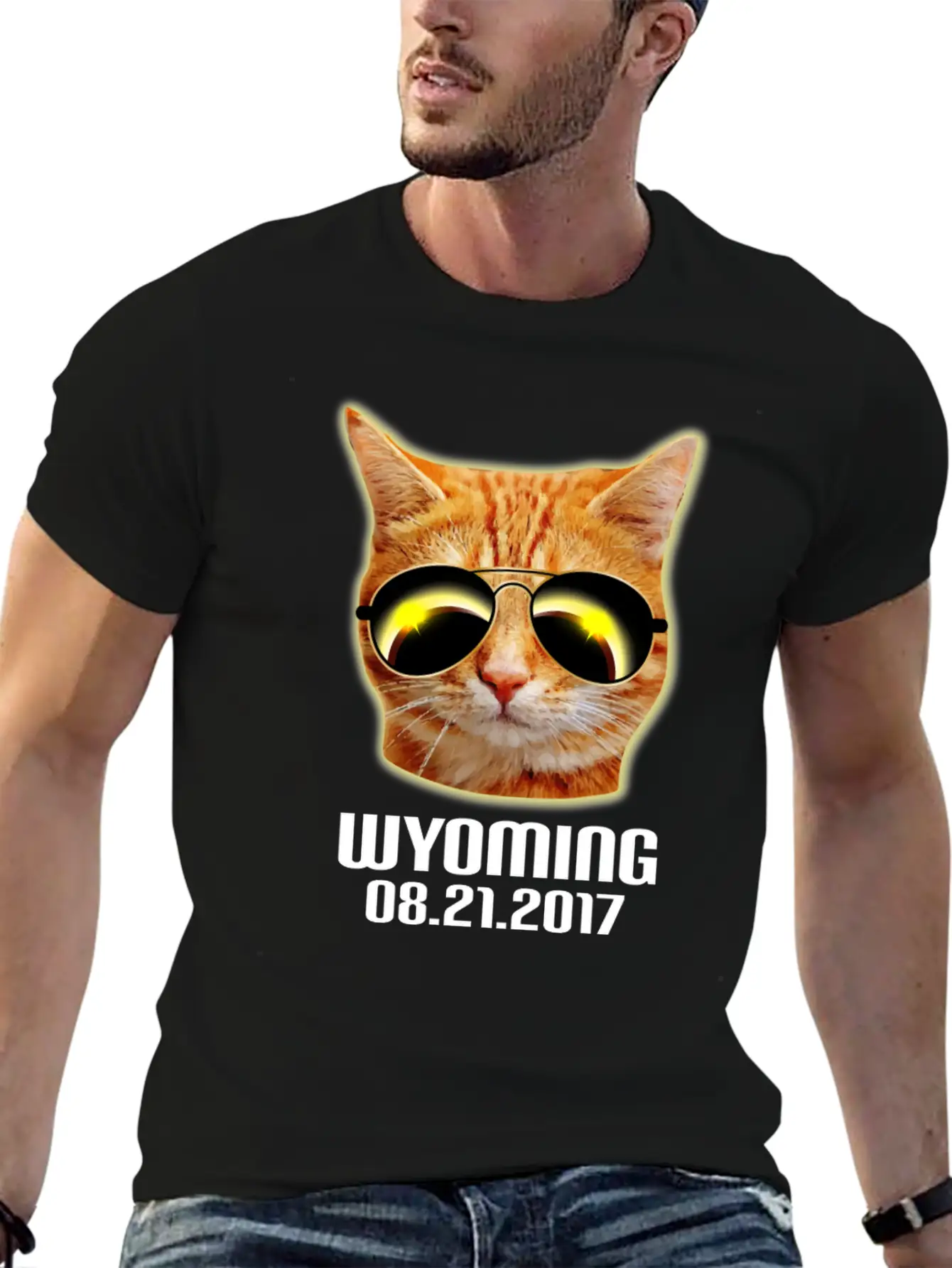 Total Solar Cat Eclipse Wyoming 21.08.2017 Basic Graphic T-Shirt ¨C Daily Comfort In Soft Cotton
