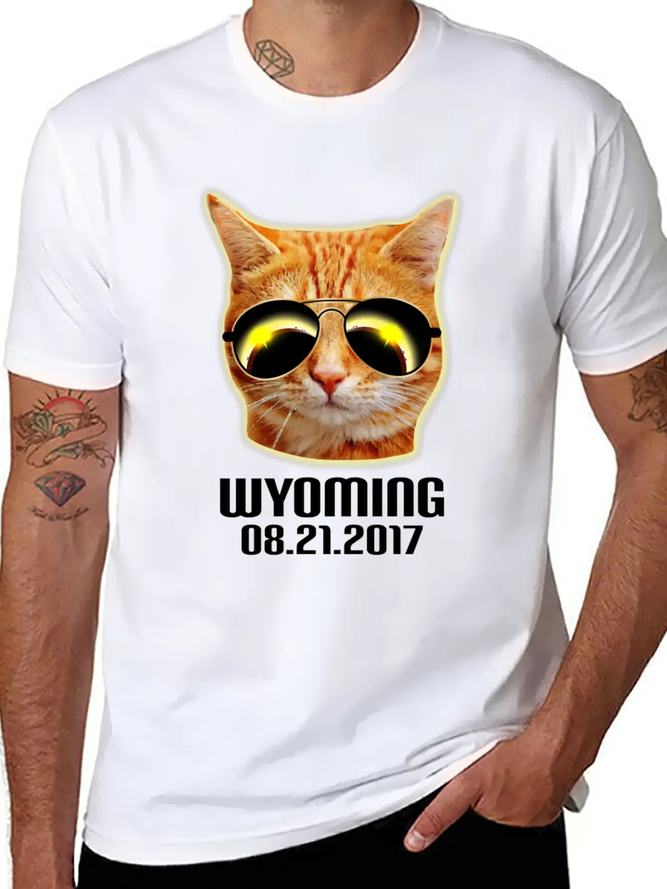 Total Solar Cat Eclipse Wyoming 21.08.2017 Basic Graphic T-Shirt ¨C Daily Comfort In Soft Cotton