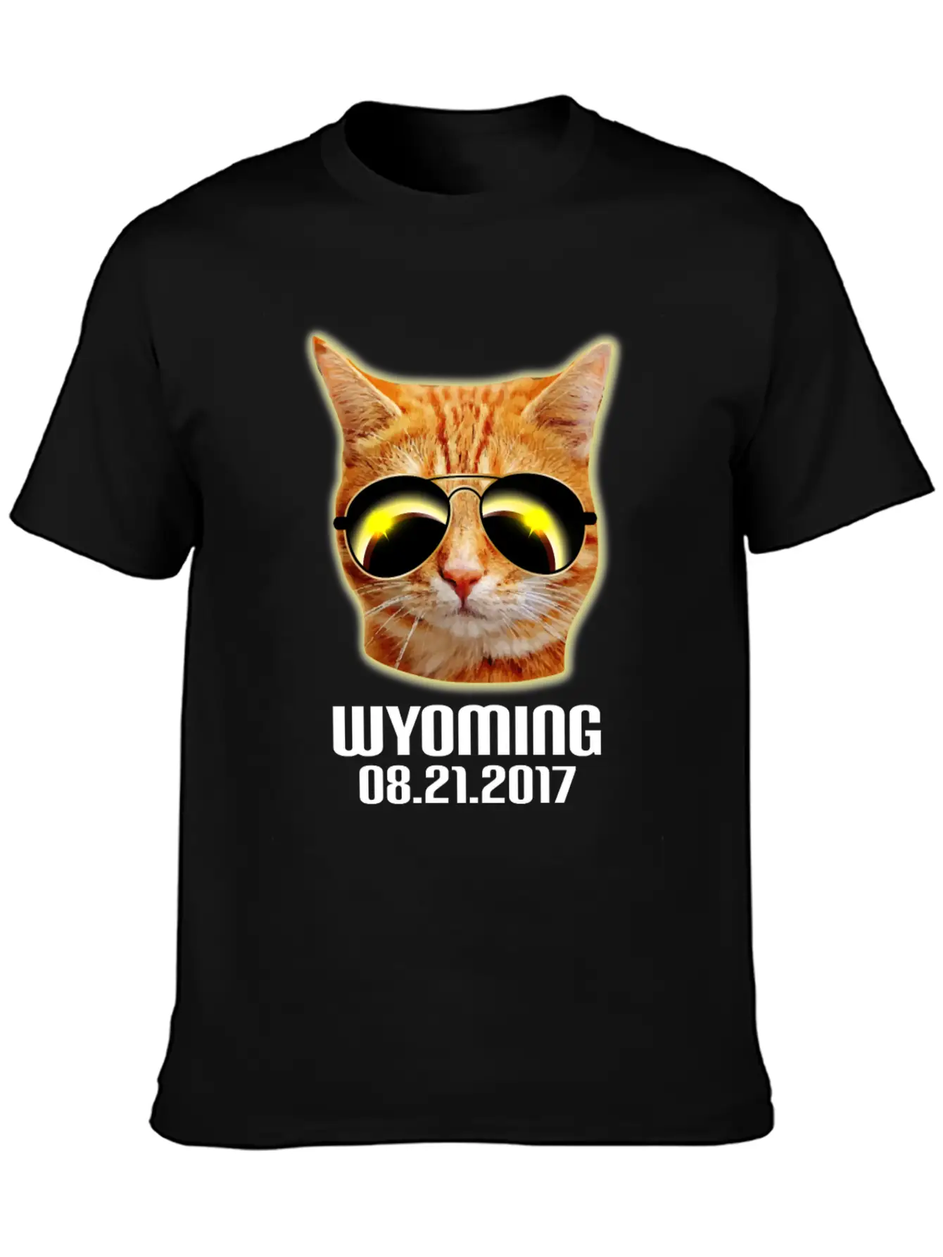 Total Solar Cat Eclipse Wyoming 21.08.2017 Basic Graphic T-Shirt ¨C Daily Comfort In Soft Cotton