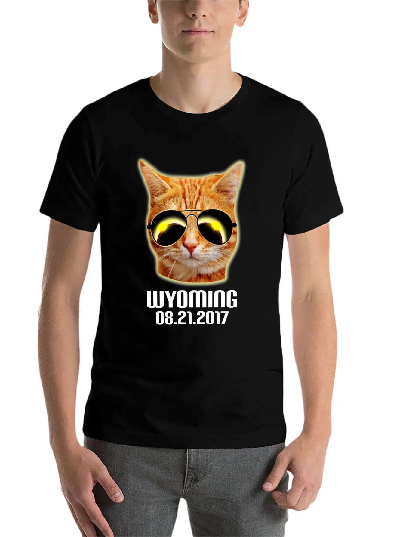 Total Solar Cat Eclipse Wyoming 21.08.2017 Basic Graphic T-Shirt ¨C Daily Comfort In Soft Cotton