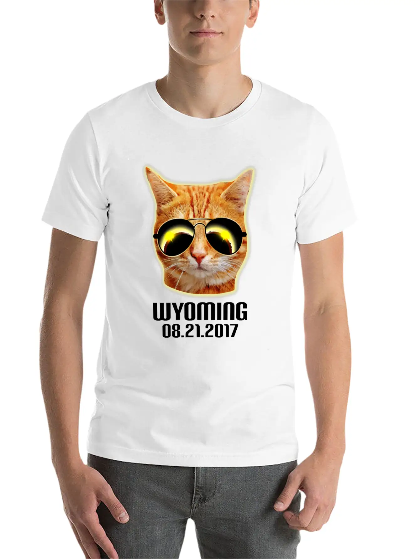 Total Solar Cat Eclipse Wyoming 21.08.2017 Basic Graphic T-Shirt ¨C Daily Comfort In Soft Cotton