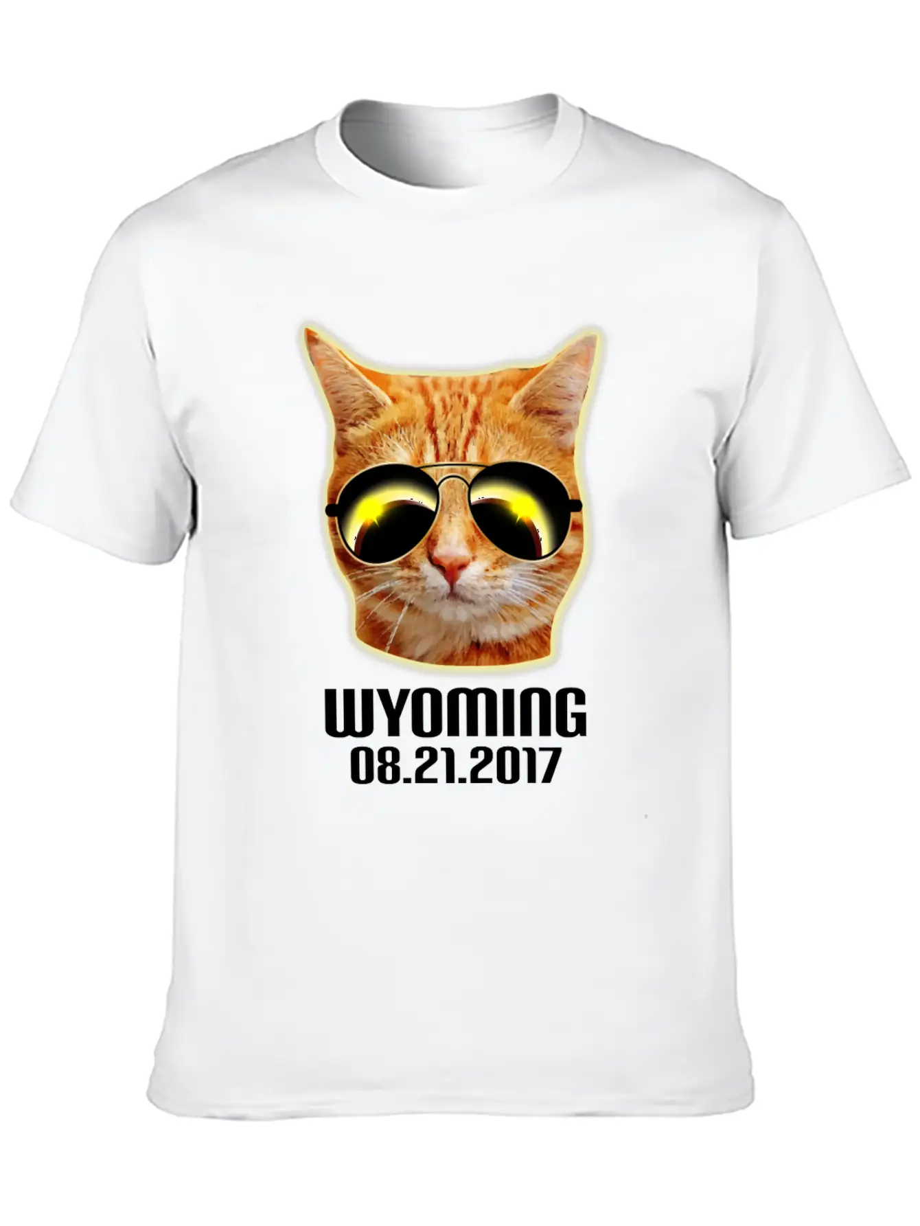 Total Solar Cat Eclipse Wyoming 21.08.2017 Basic Graphic T-Shirt ¨C Daily Comfort In Soft Cotton