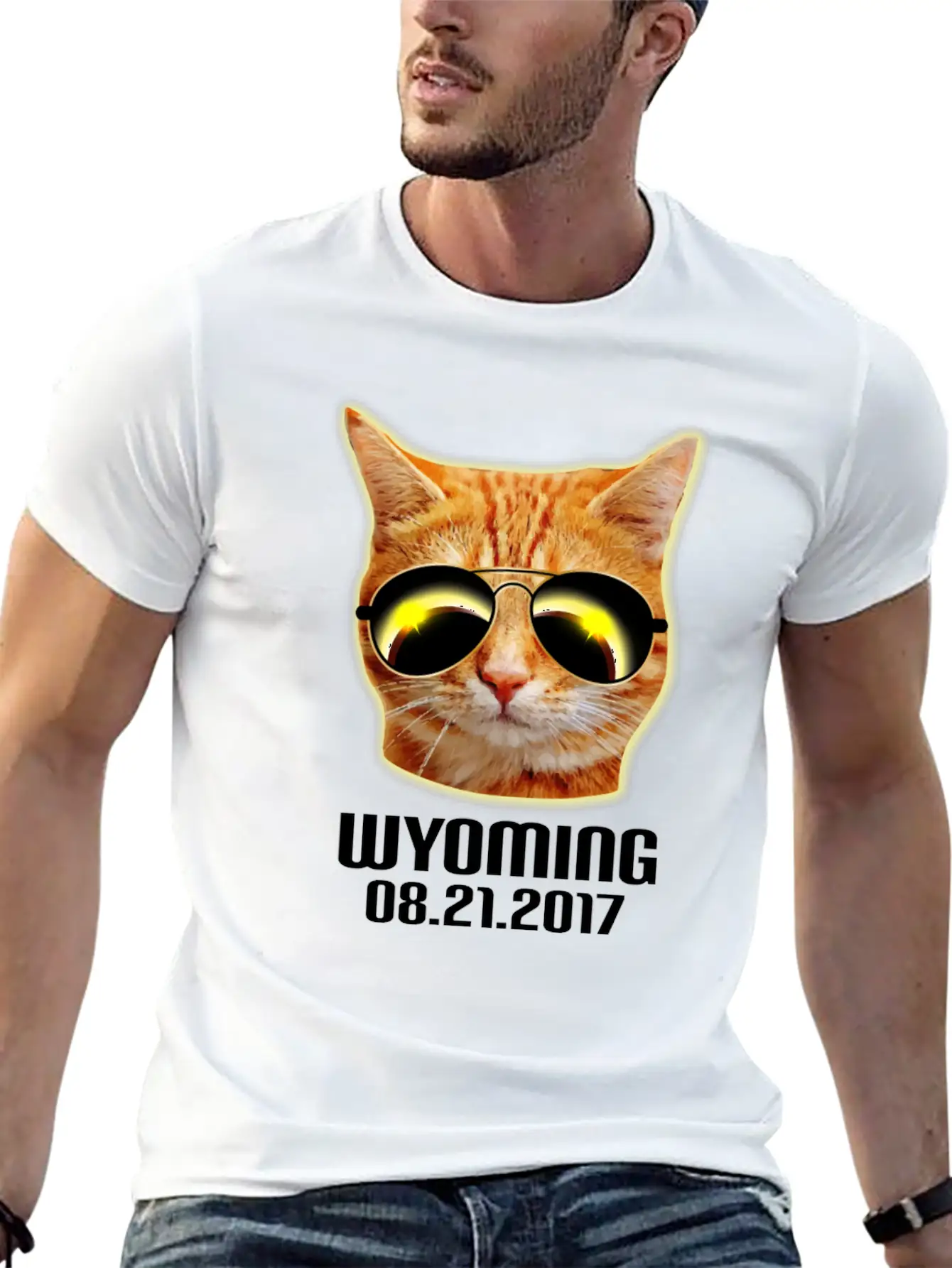 Total Solar Cat Eclipse Wyoming 21.08.2017 Basic Graphic T-Shirt ¨C Daily Comfort In Soft Cotton