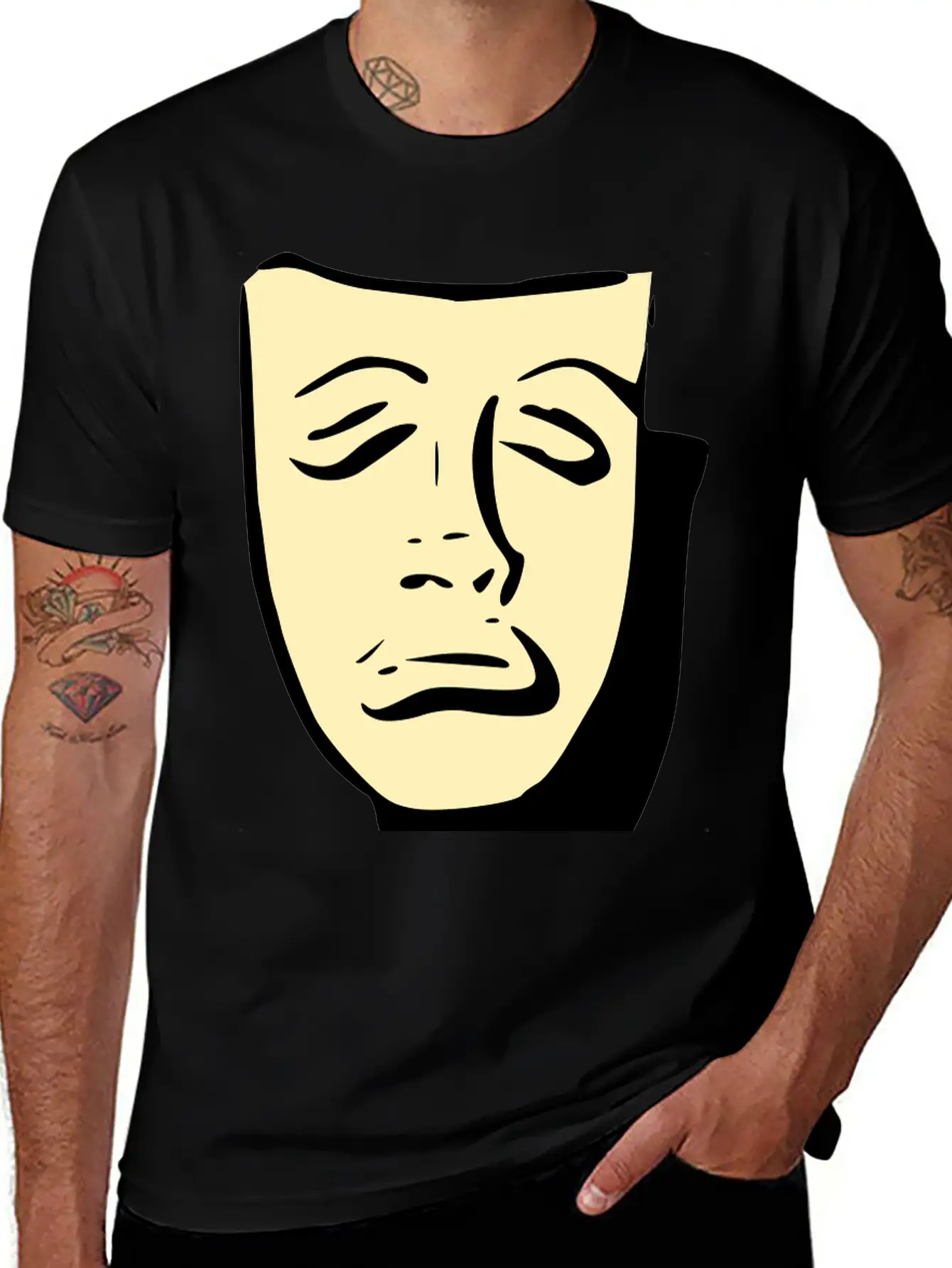 Tragedy Mask Basic Graphic T-Shirt ¨C Daily Comfort In Soft Cotton