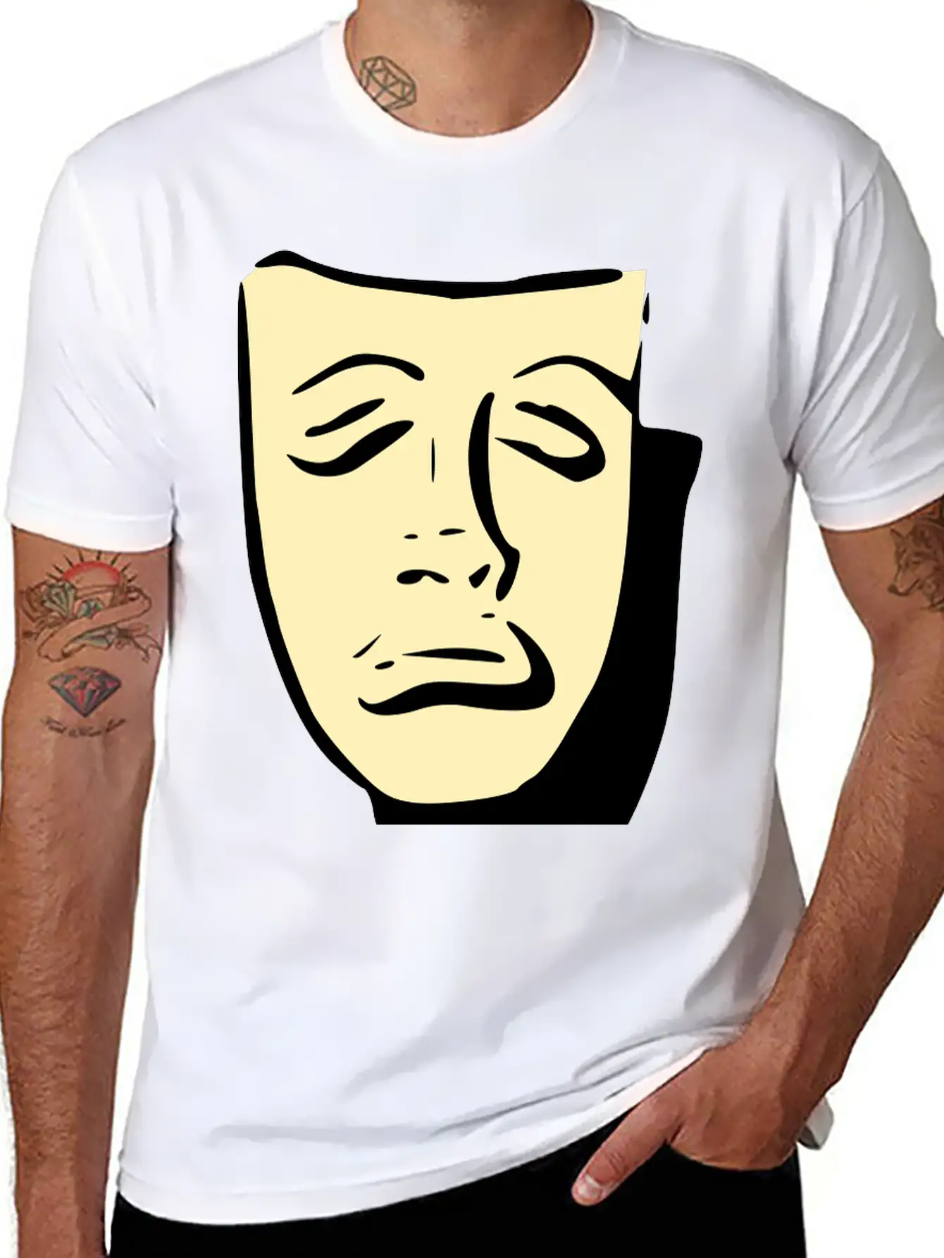 Tragedy Mask Basic Graphic T-Shirt ¨C Daily Comfort In Soft Cotton